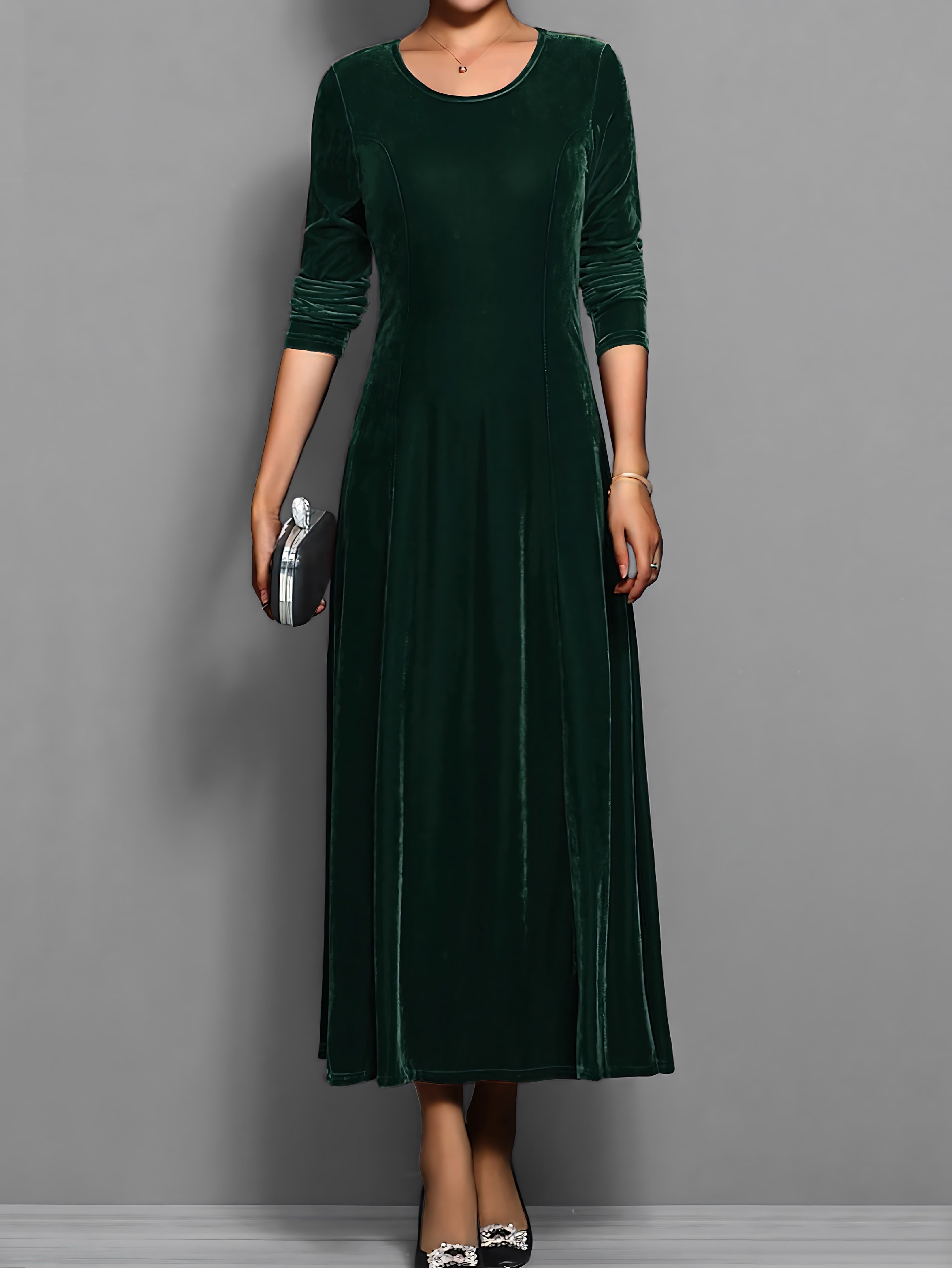 Lily – Velvet A-Line Evening Maxi Dress