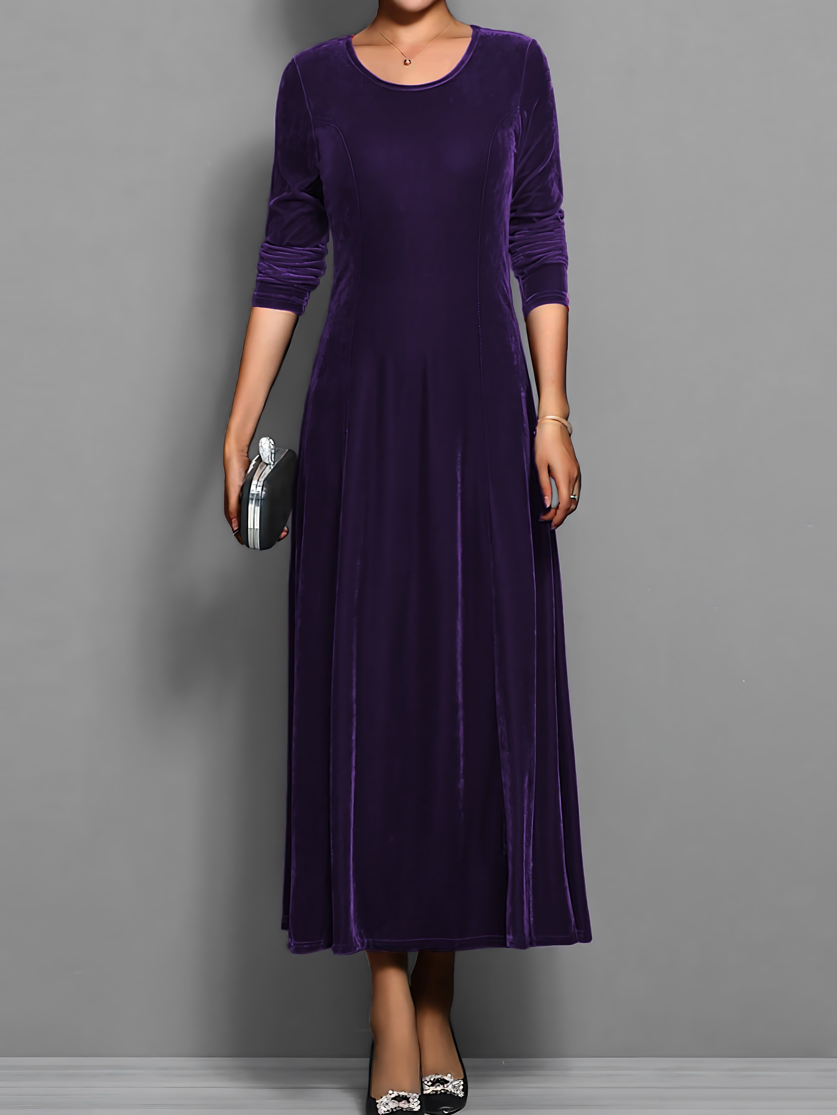 Lily – Velvet A-Line Evening Maxi Dress