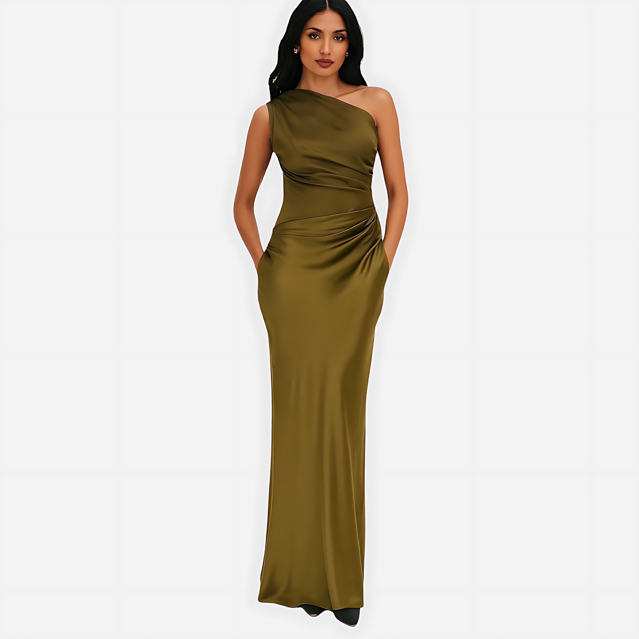 Lola – Satin One Shoulder Mermaid Evening Maxi Dress