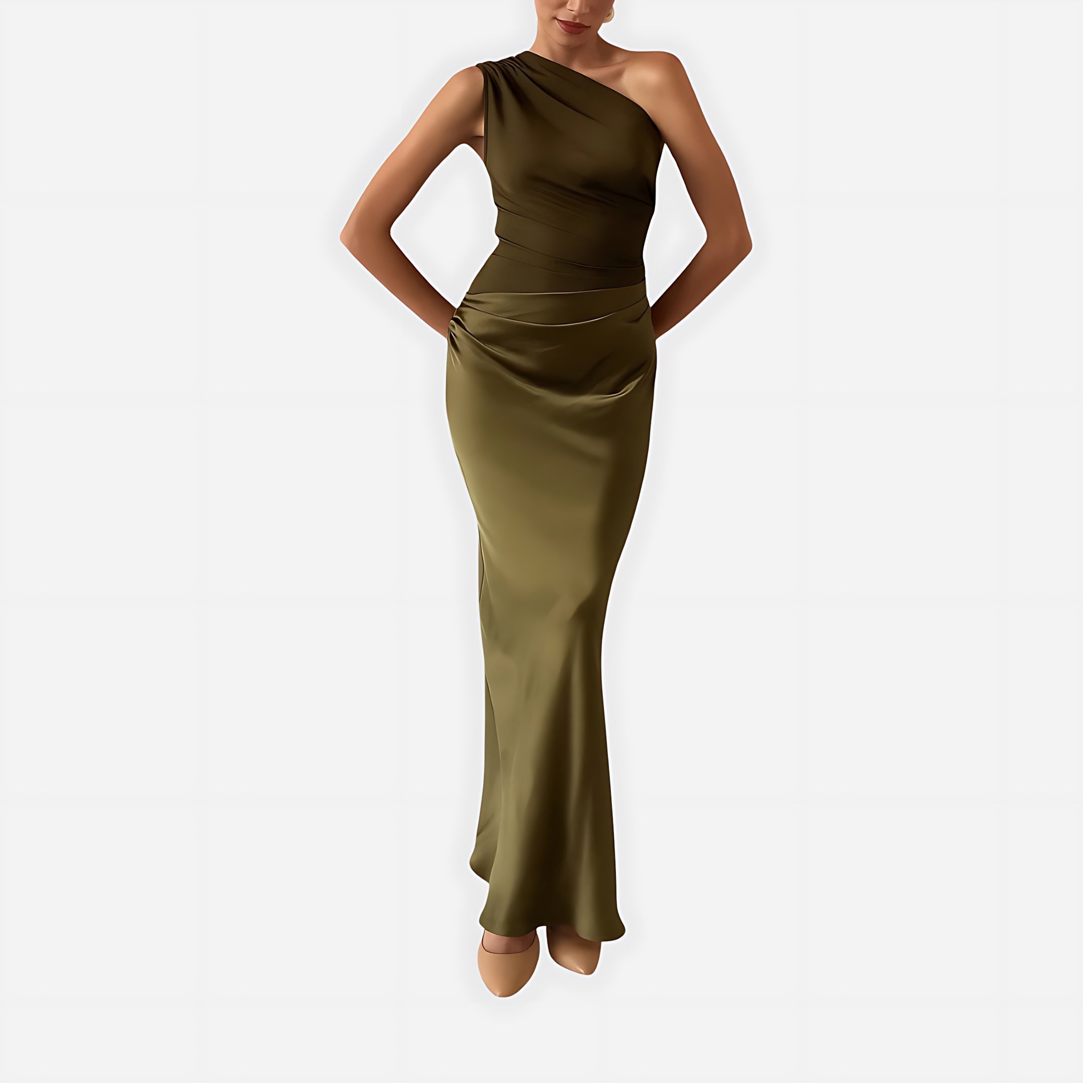 Lola – Satin One Shoulder Mermaid Evening Maxi Dress