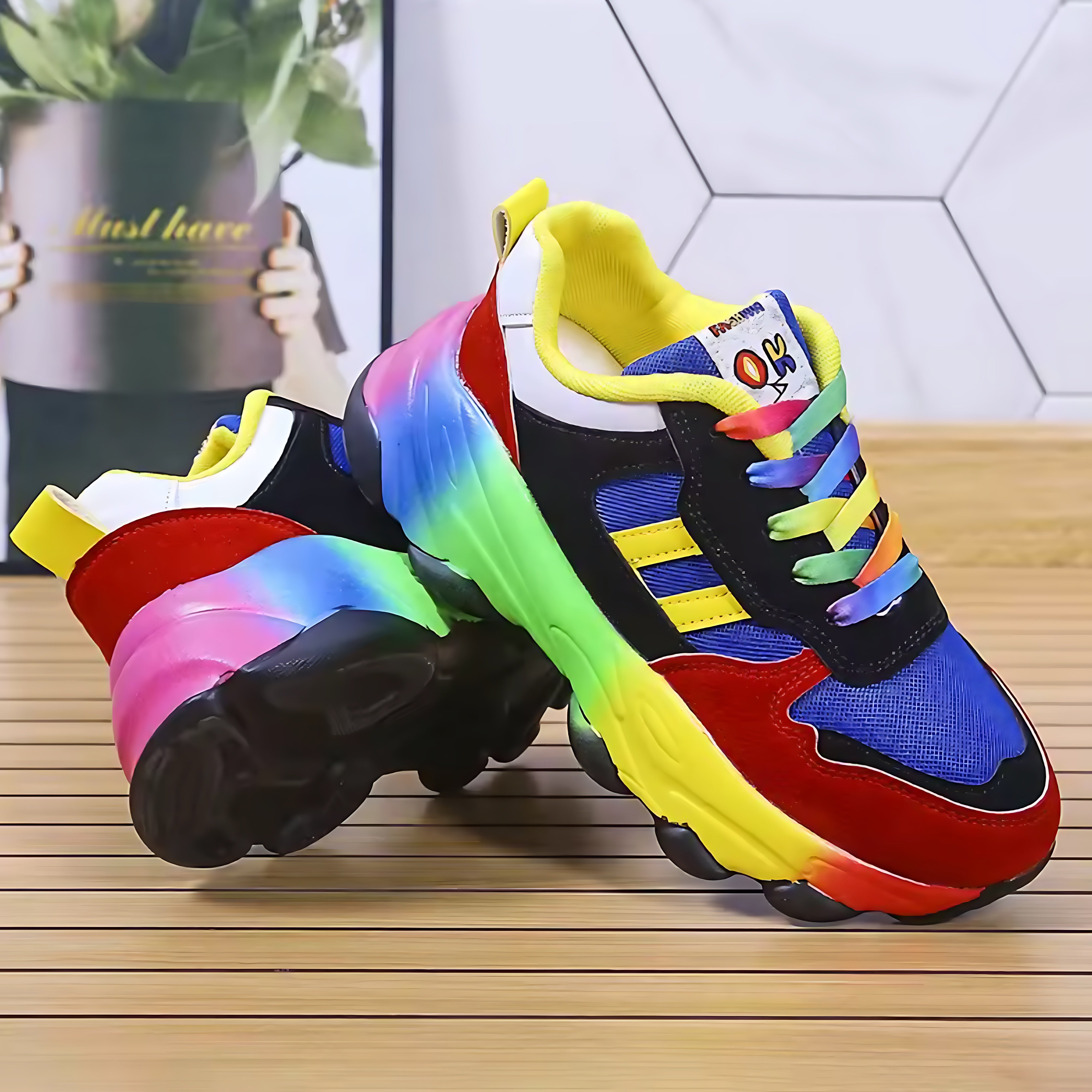 Lucia – Colorblock Lace Up Chunky Sneakers