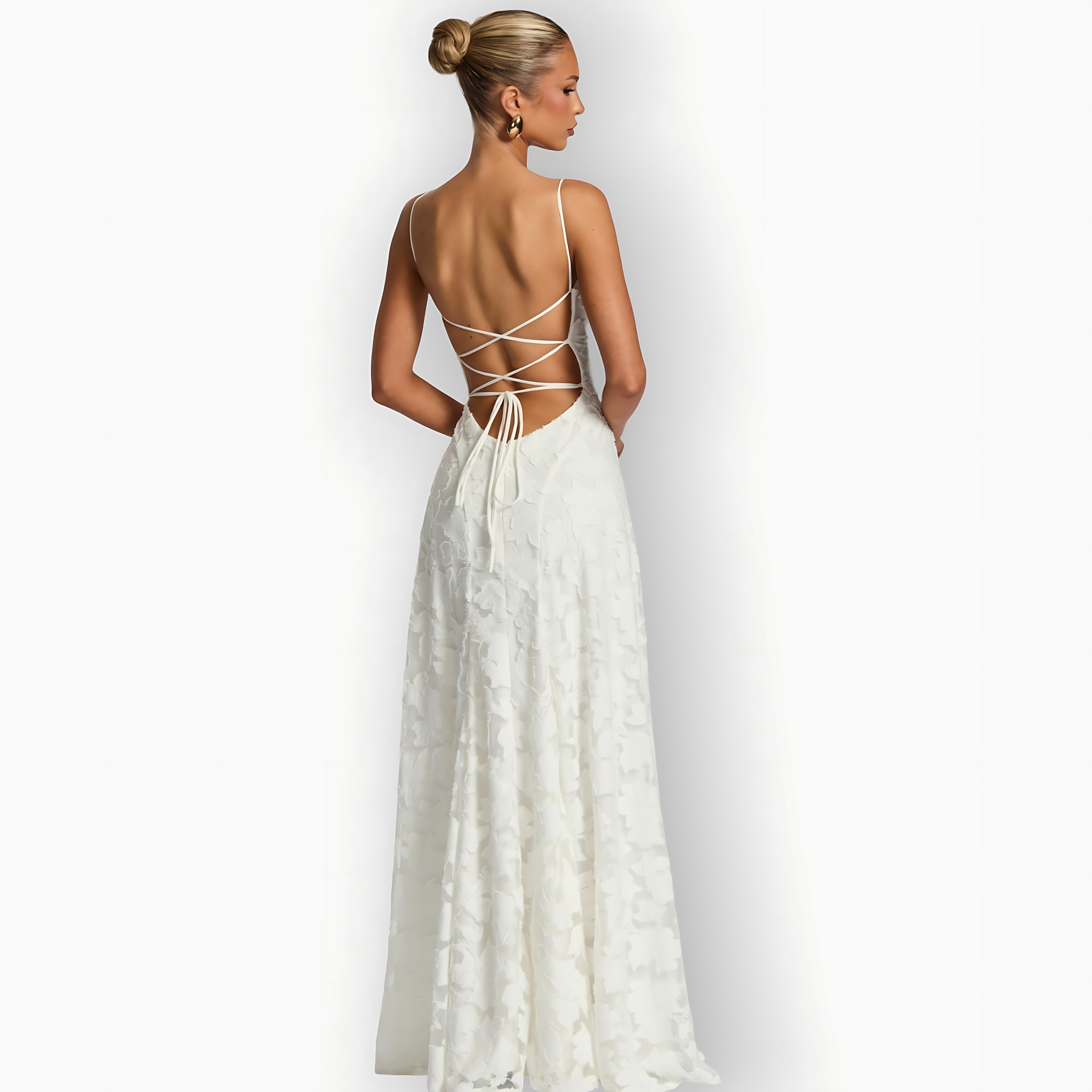Lucia – Floral Applique A-Line Evening Maxi Dress