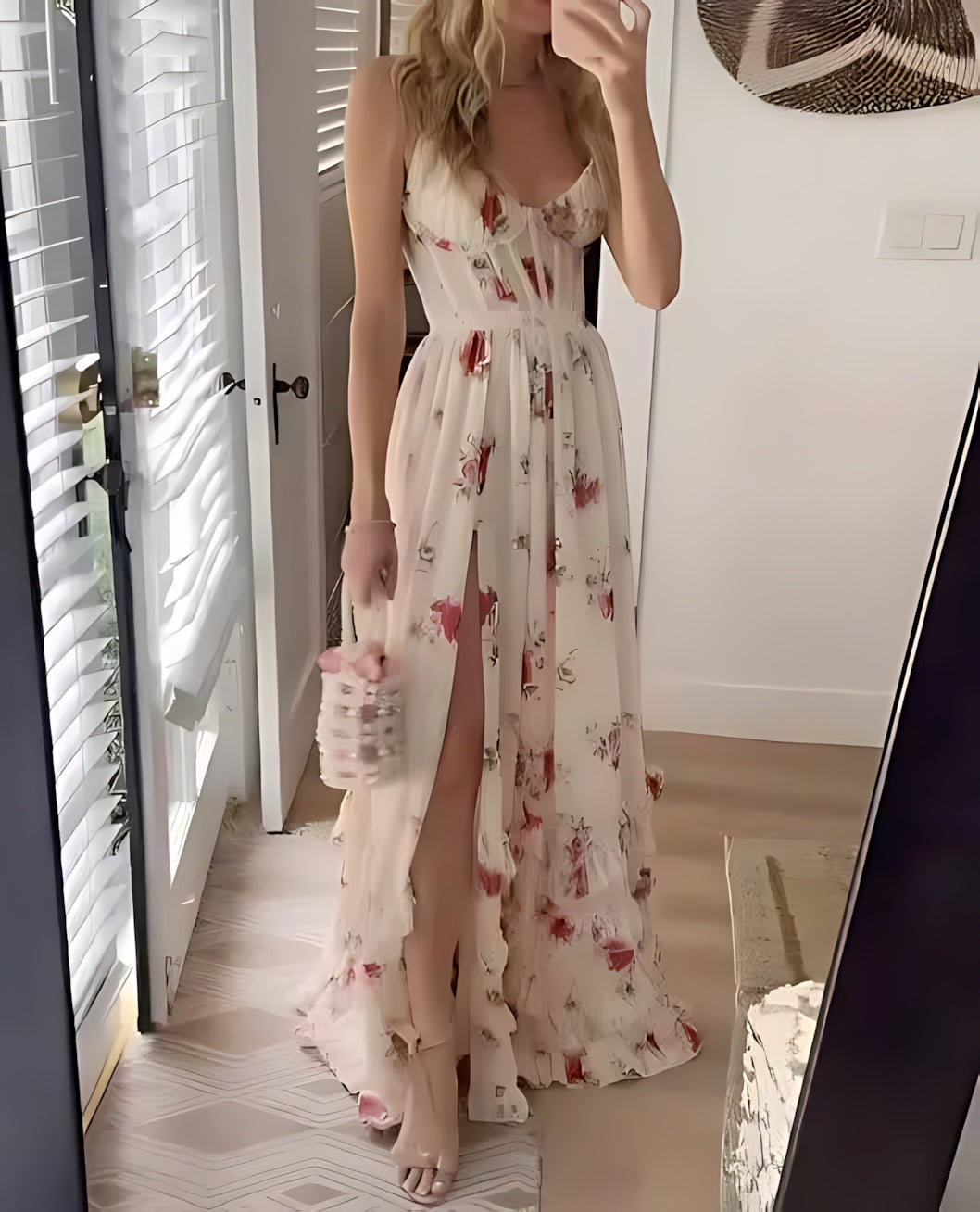 Lucia – Floral Print V Neck Cami Maxi Dress