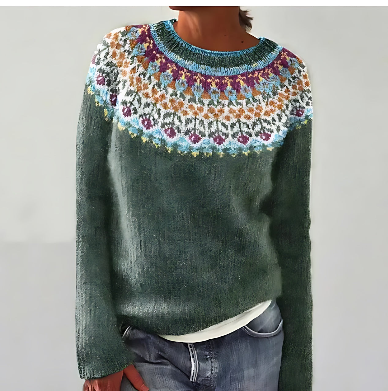 Lucia – Striped Fair Isle Knit Sweater