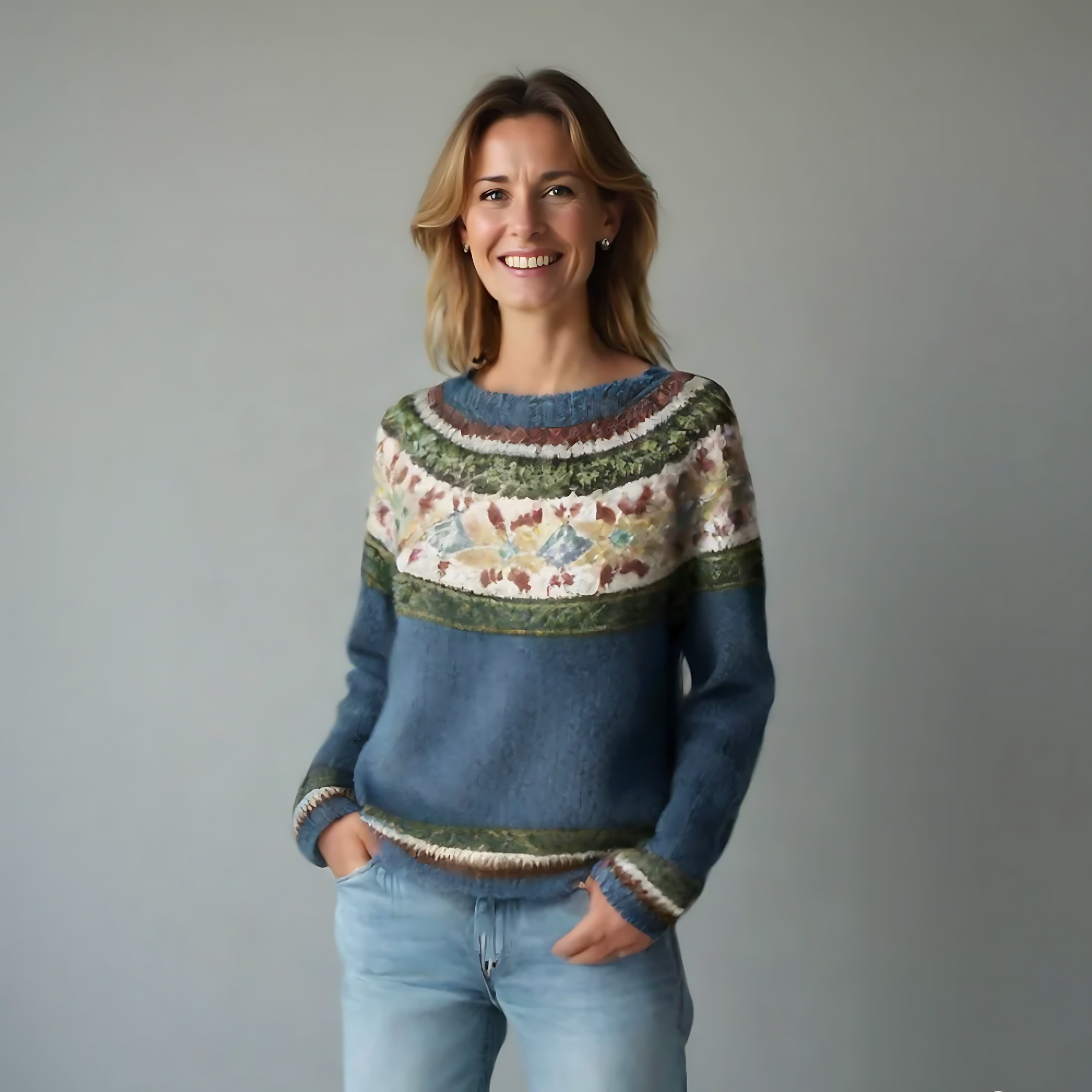 Lucia – Striped Fair Isle Knit Sweater