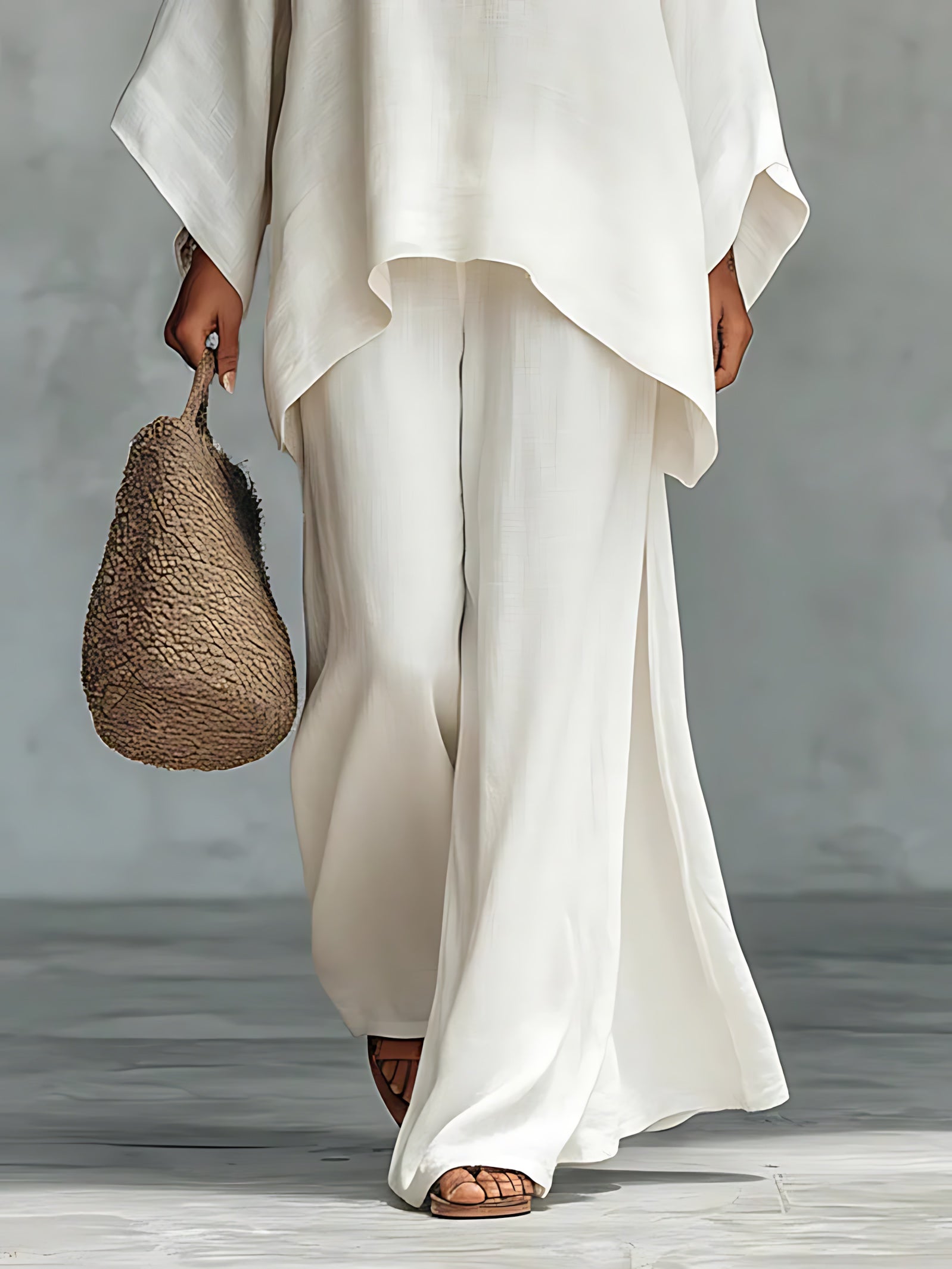Lucy – Asymmetrical Knit Top and Wide Leg Pants Set