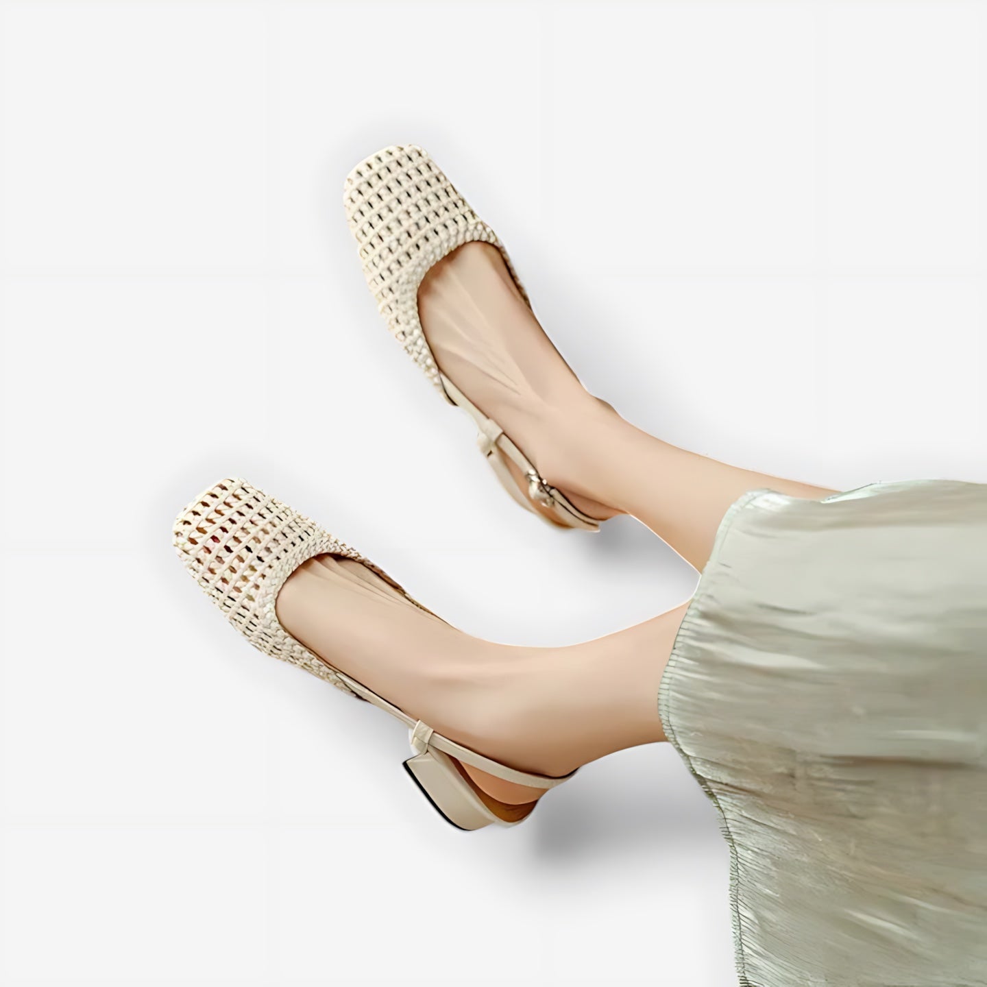 Lucy – Woven Square Toe Slingback Flats