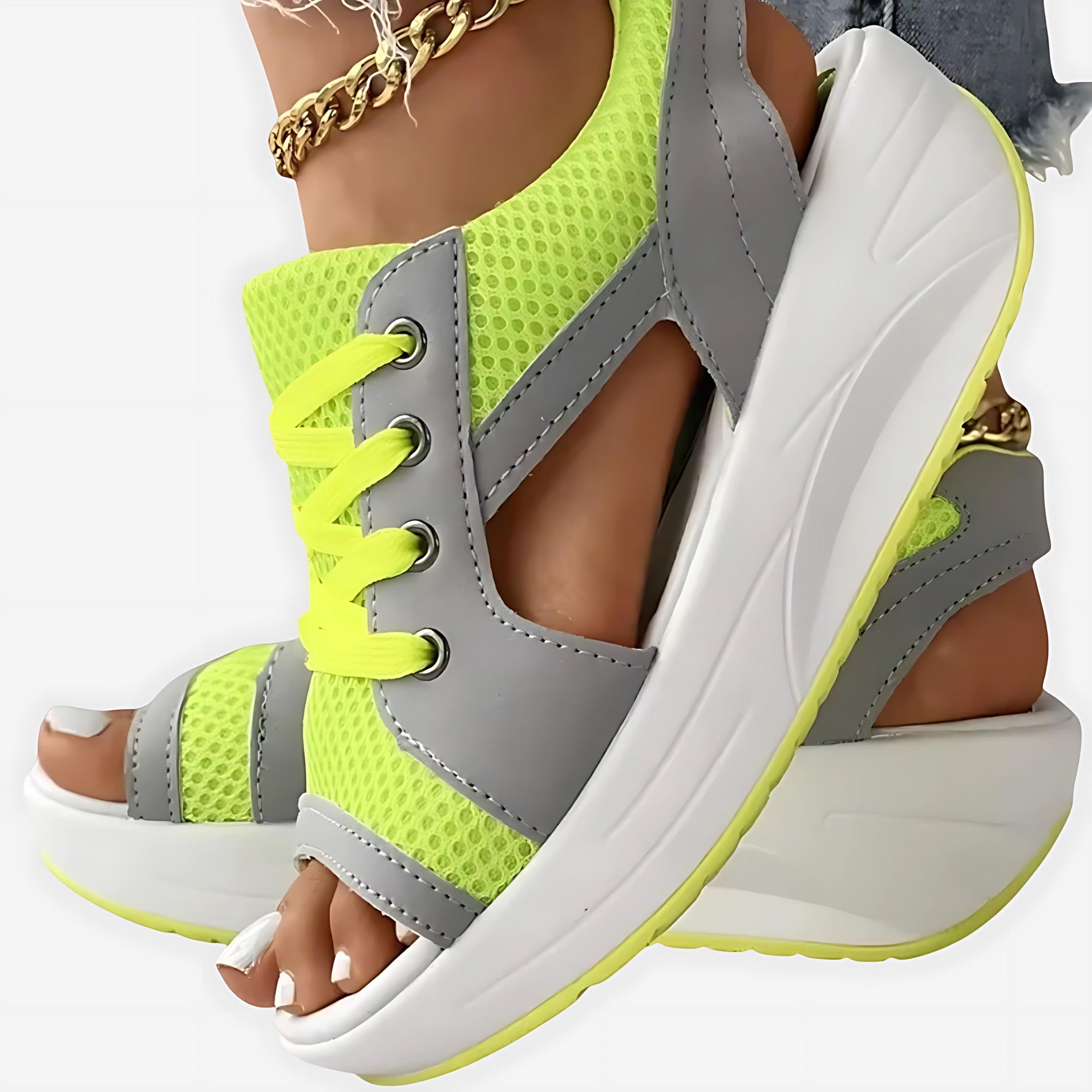 Luna – Lace Up Peep Toe Sneaker Sandals