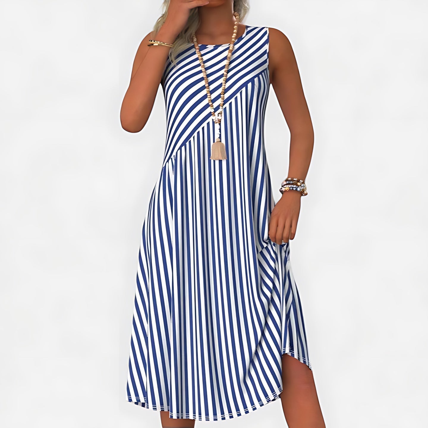 Luna – Striped A Line Summer Midi Dress