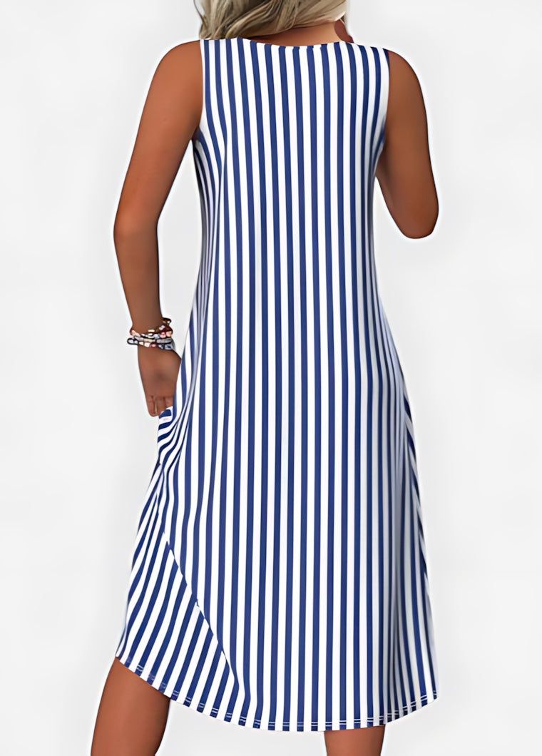 Luna – Striped A Line Summer Midi Dress