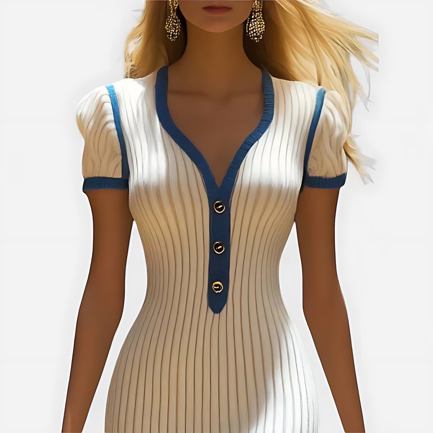 Lyla – Ribbed Knit Polo Sweater Dress