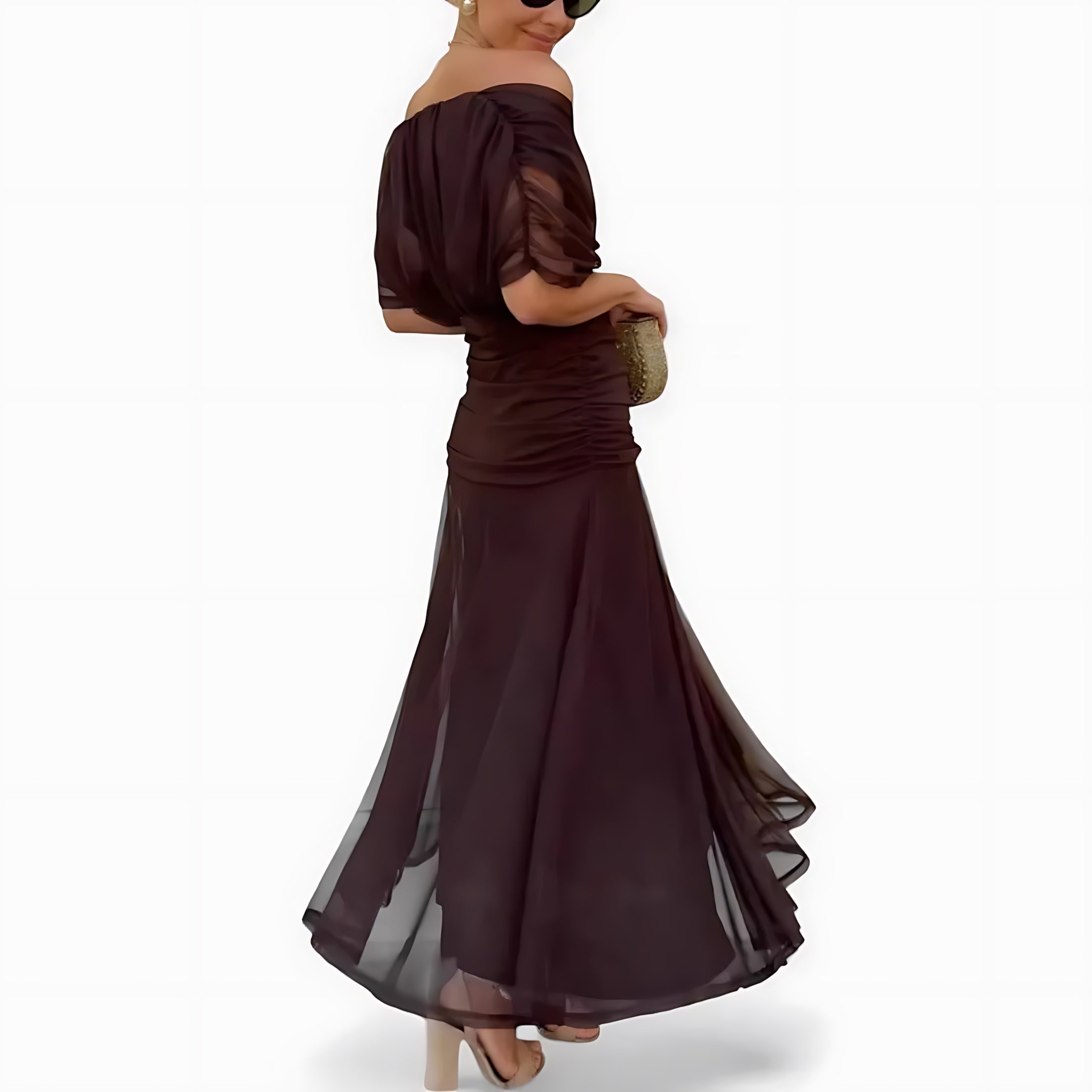 Lyric – Floral Chiffon Off Shoulder Wedding Guest Midi Dress