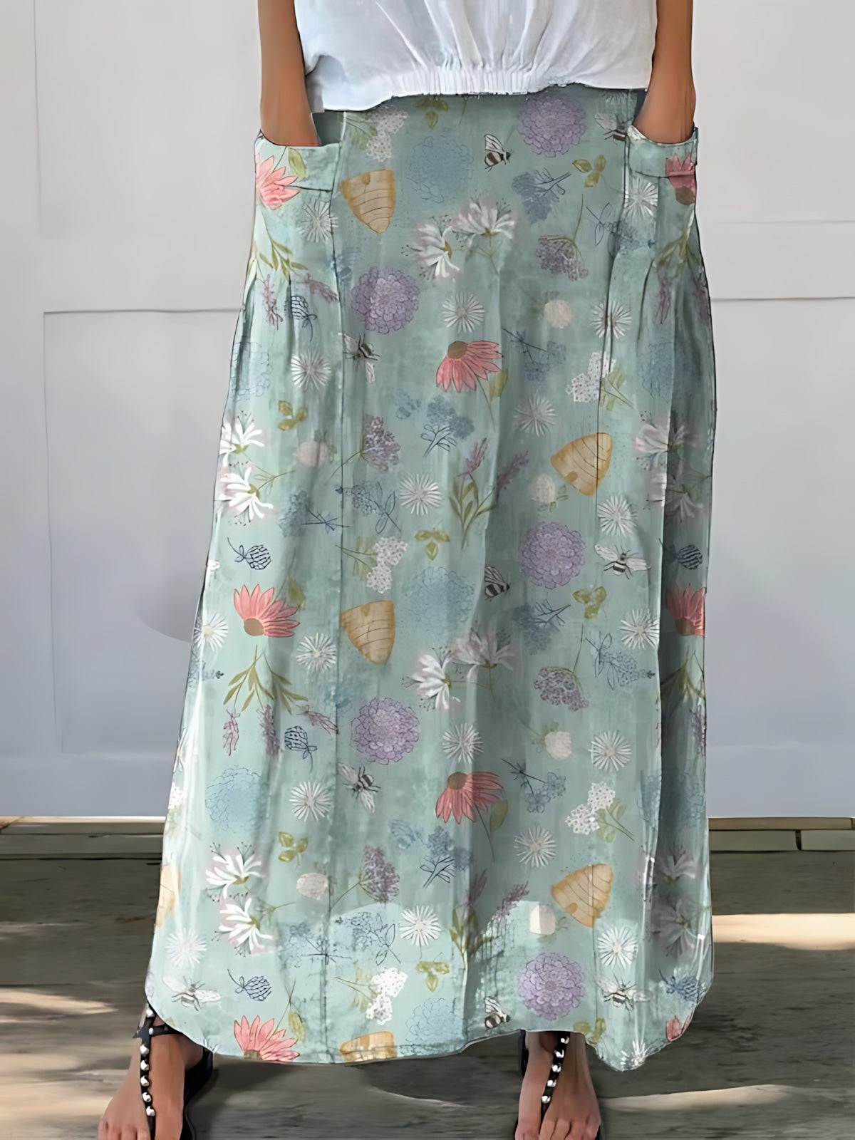 Lyric – Floral Print A Line Midi Skirt
