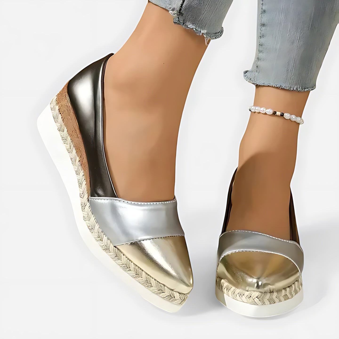 Lyric – Metallic Platform Espadrille Loafers