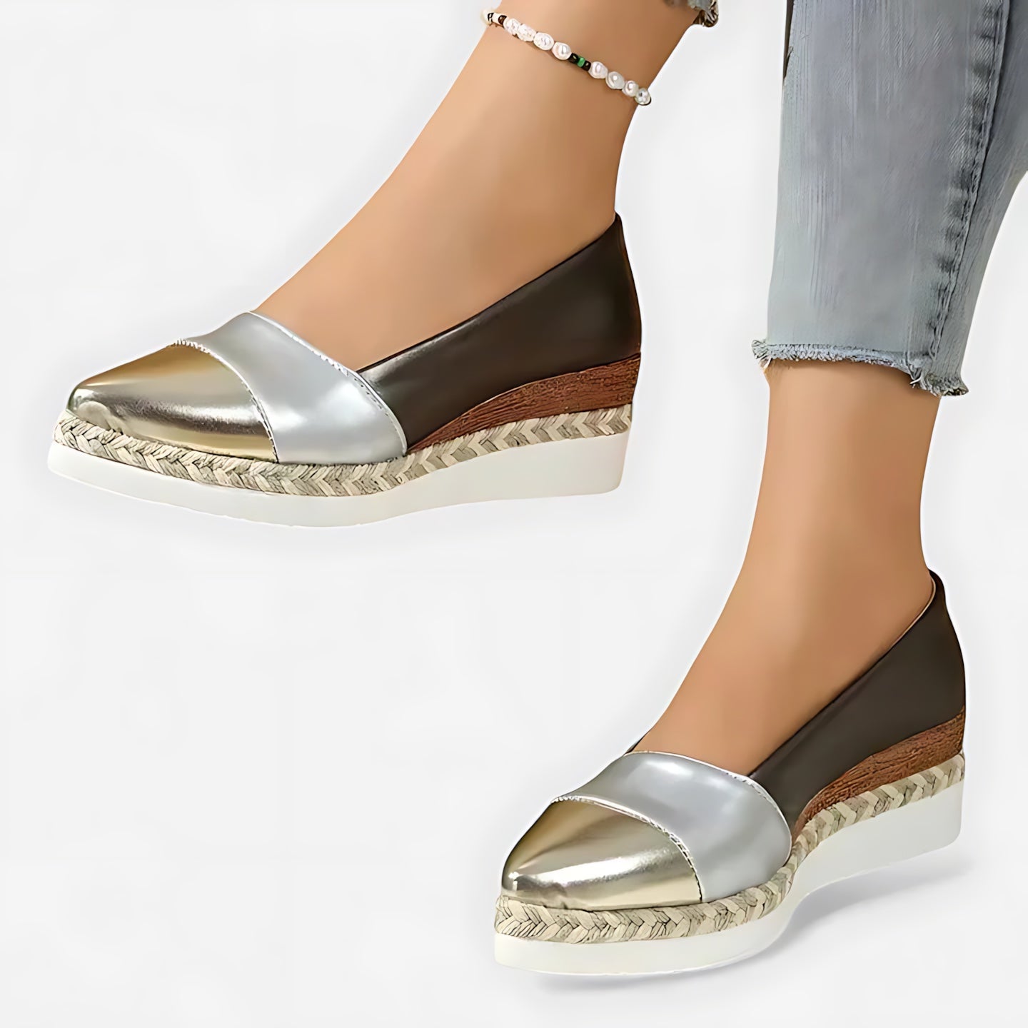 Lyric – Metallic Platform Espadrille Loafers
