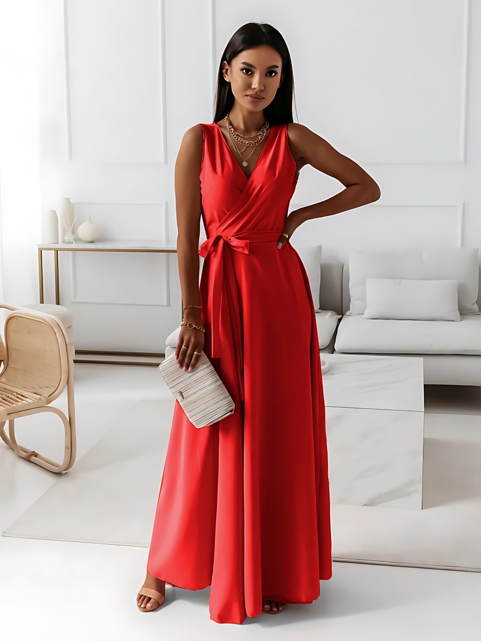 Lyric – V Neck Wrap Wedding Guest Maxi Dress
