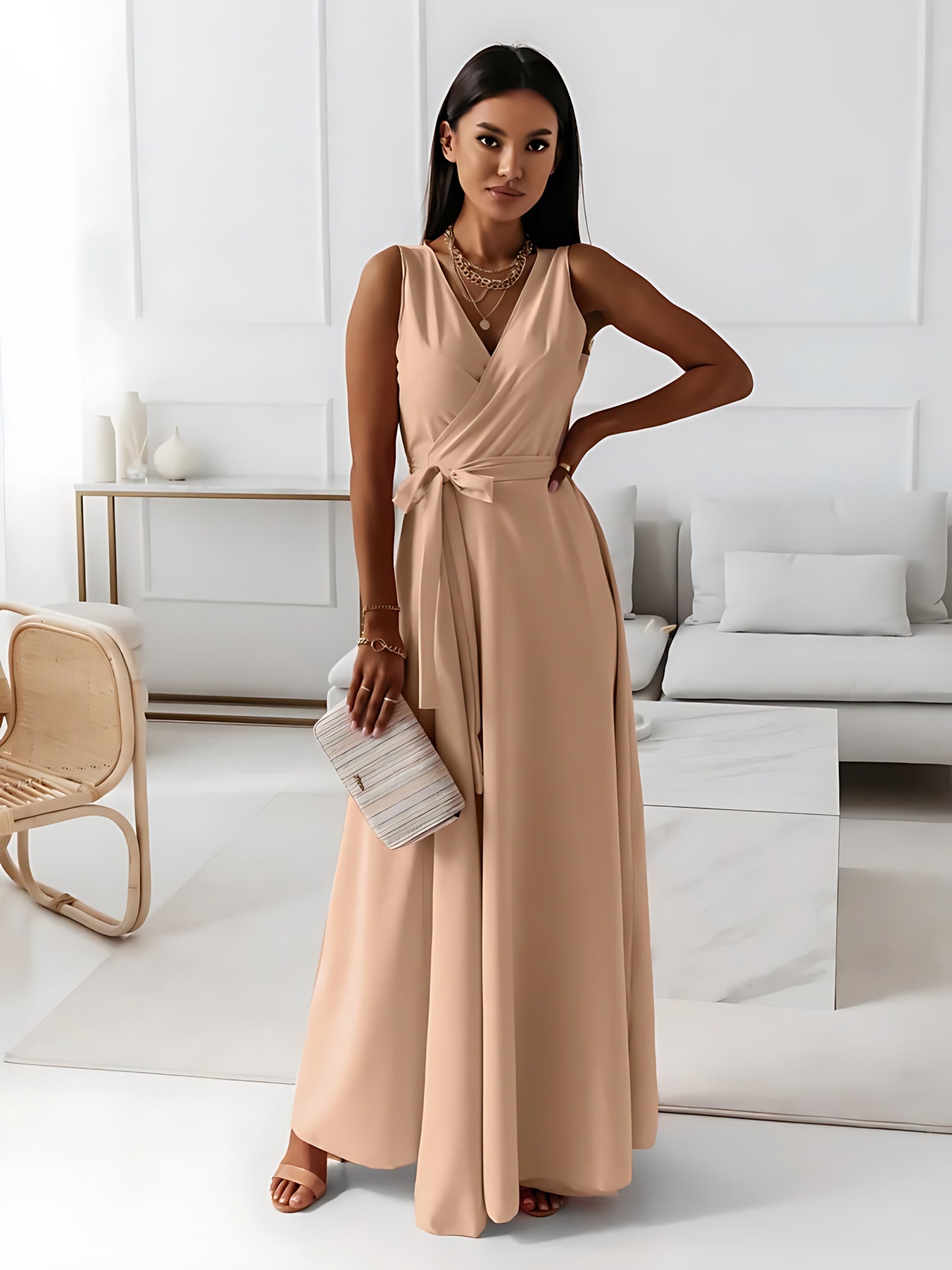 Lyric – V Neck Wrap Wedding Guest Maxi Dress