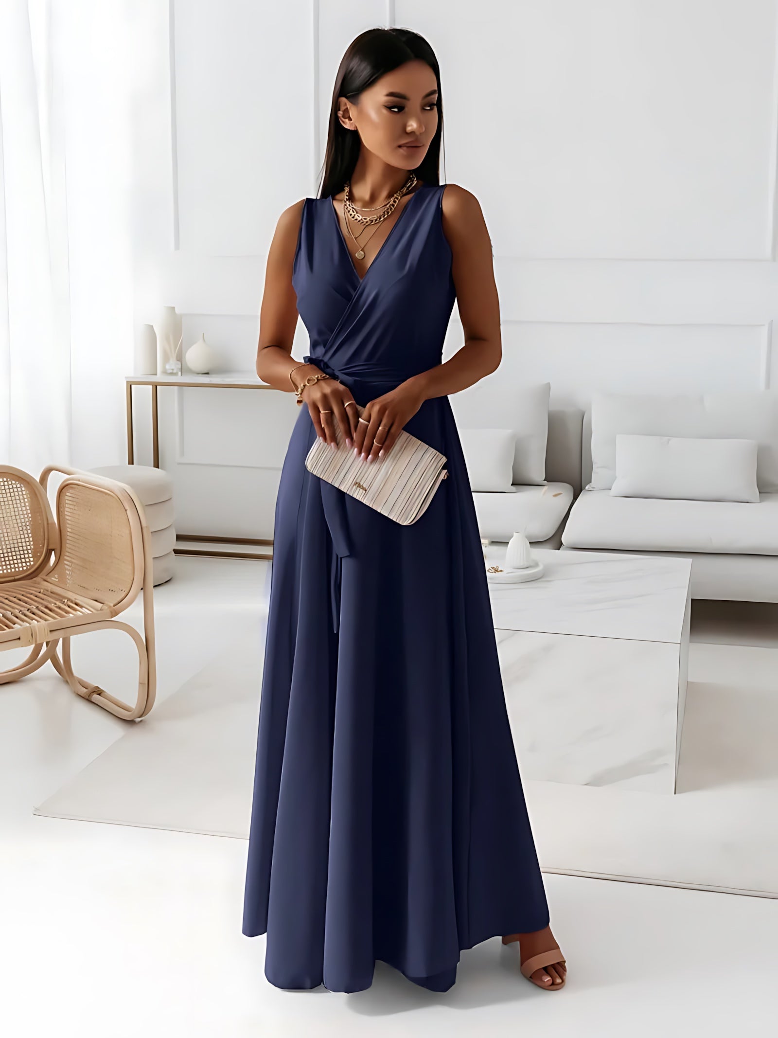 Lyric – V Neck Wrap Wedding Guest Maxi Dress