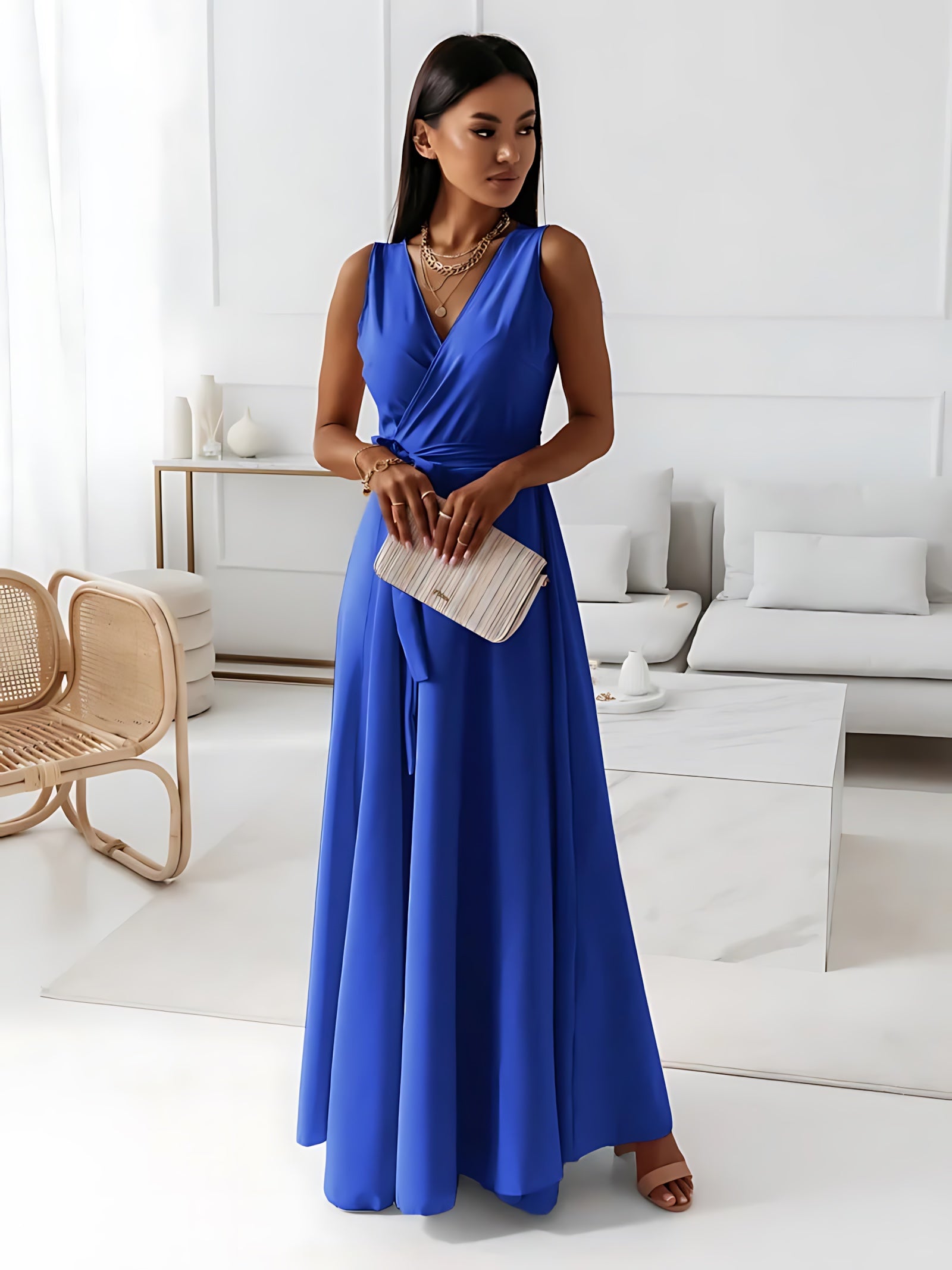 Lyric – V Neck Wrap Wedding Guest Maxi Dress