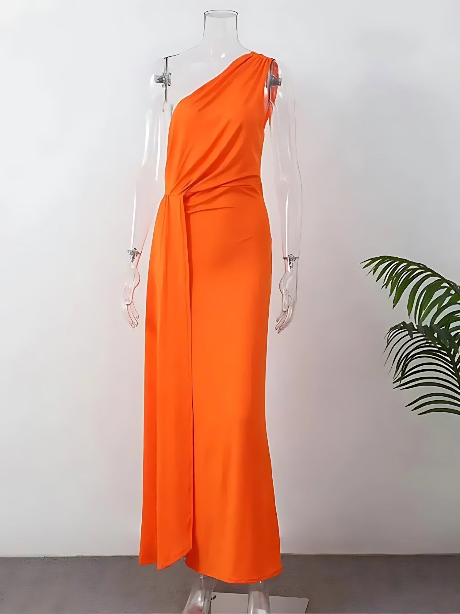 Mabel – One Shoulder Draped Wedding Guest Maxi Dress