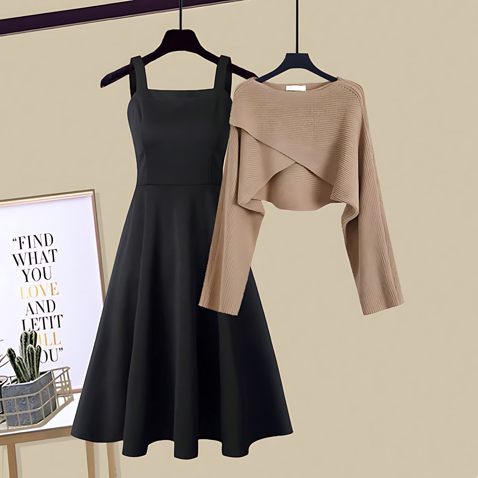 Madeline – Knit A Line Dress and Wrap Sweater Set