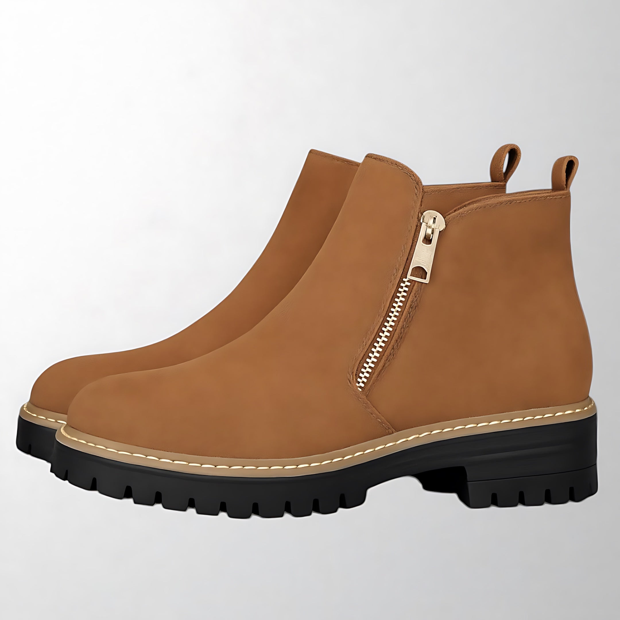 Madeline – Suede Side Zip Block Heel Ankle Boots