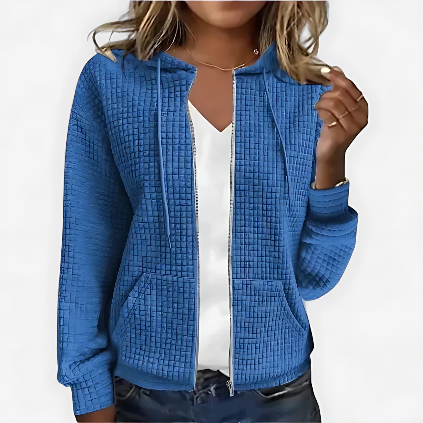 Madeline – Waffle Knit Zip Up Hoodie