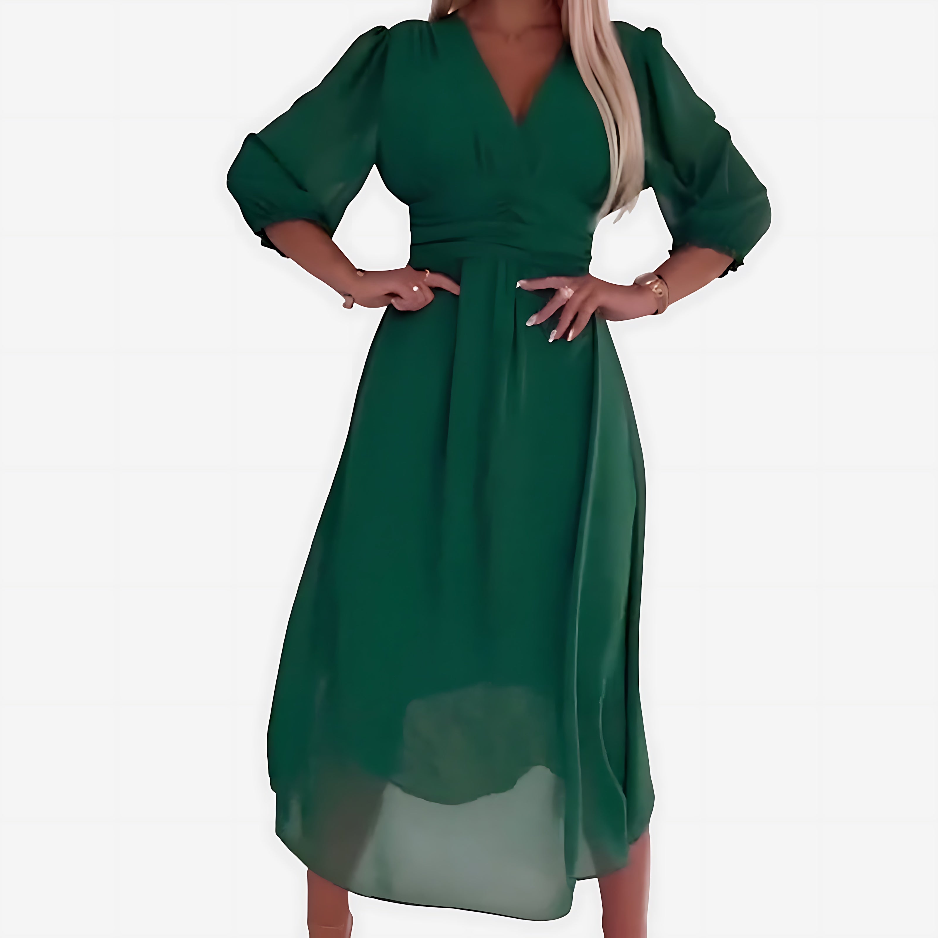 Madelyn – Chiffon V Neck Wedding Guest Midi Dress