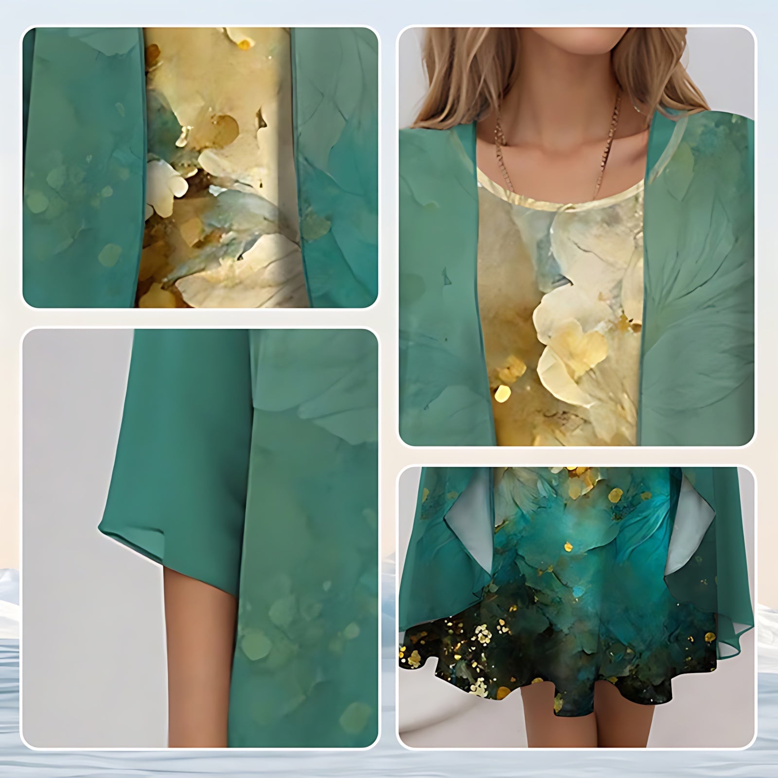 Madelyn – Floral Midi Dress and Duster Cardigan Set