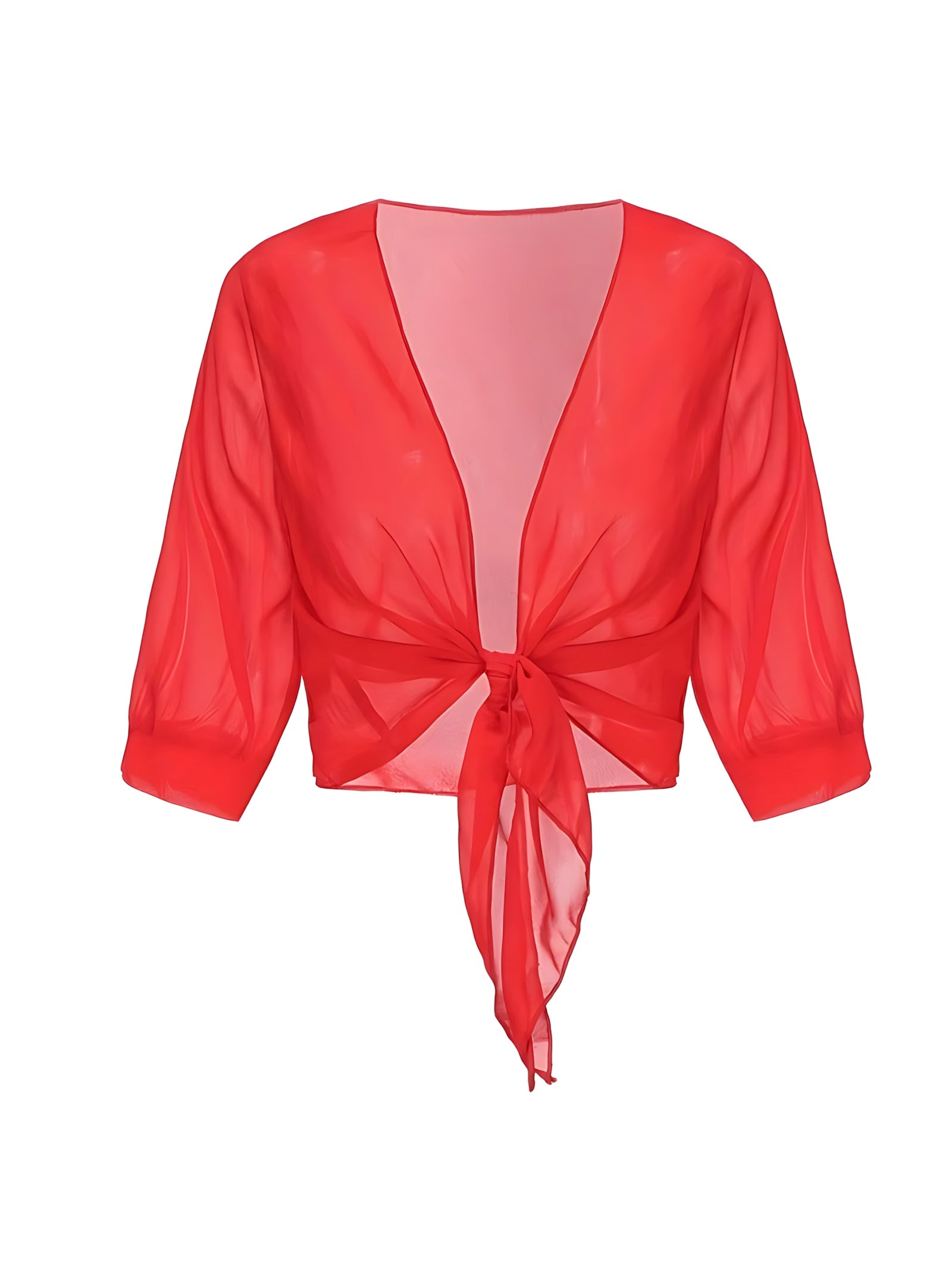 Madelyn – Sheer Tie Front Blouse