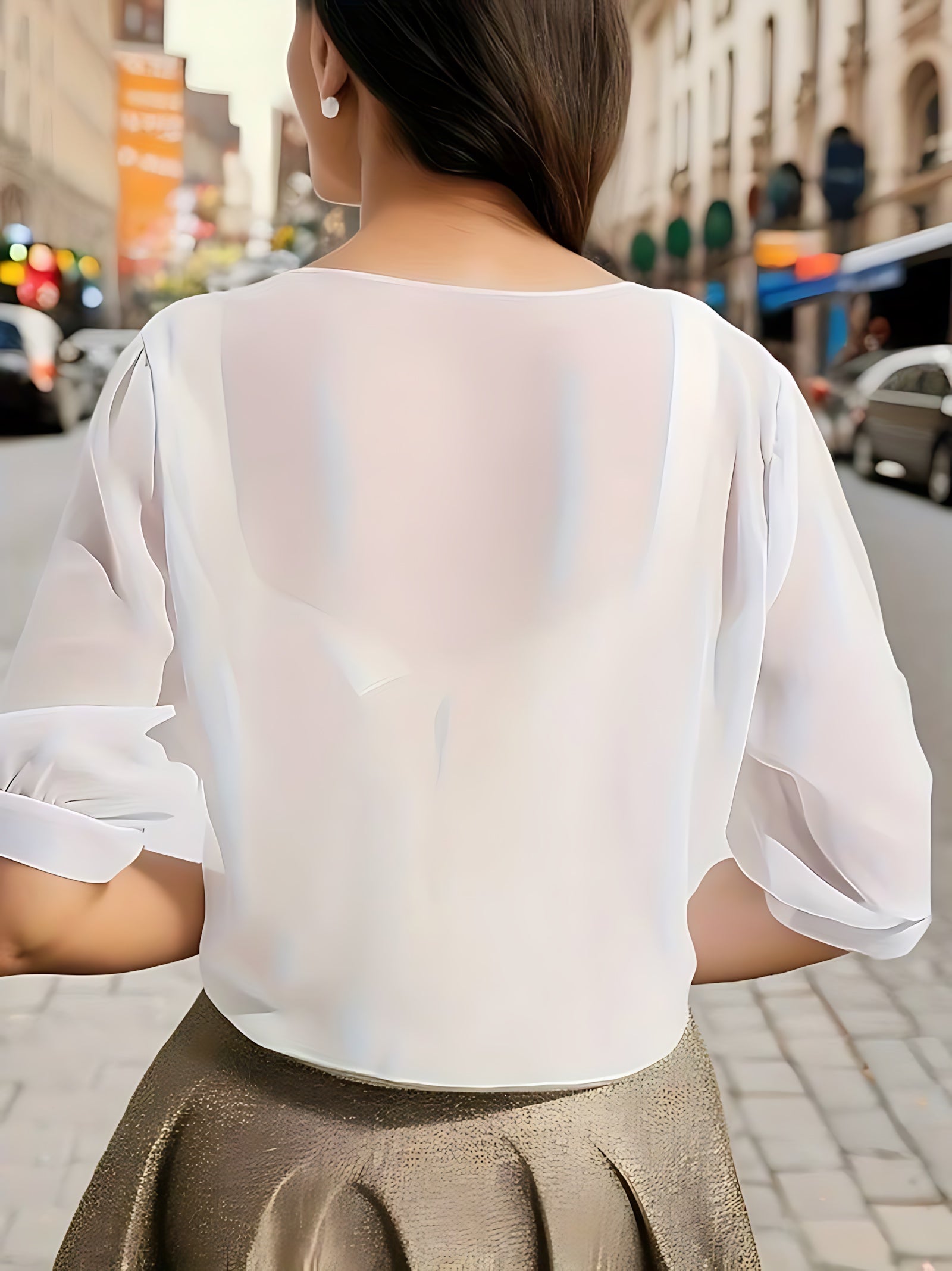 Madelyn – Sheer Tie Front Blouse
