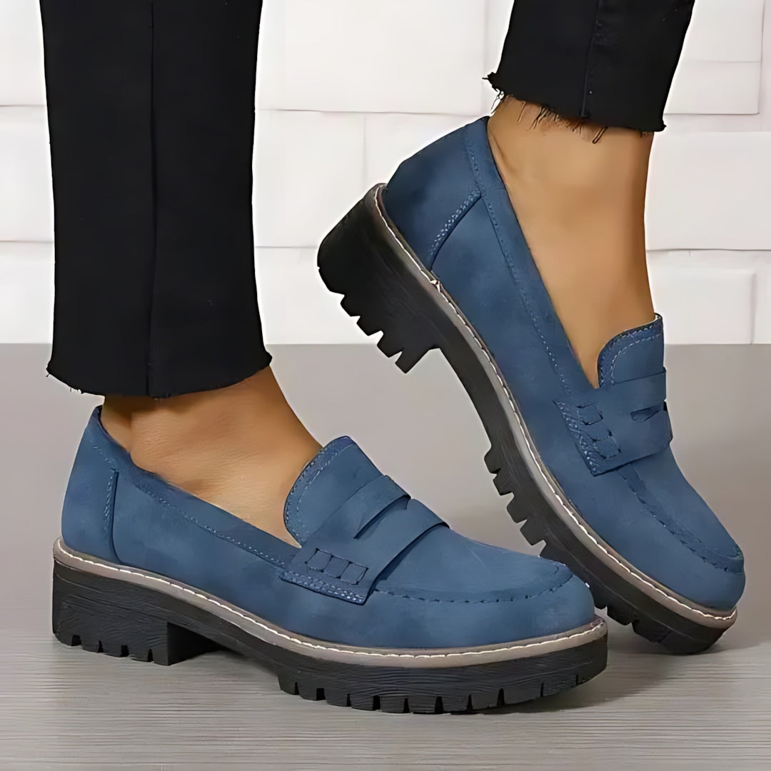 Madison – Suede Penny Lug Sole Loafers