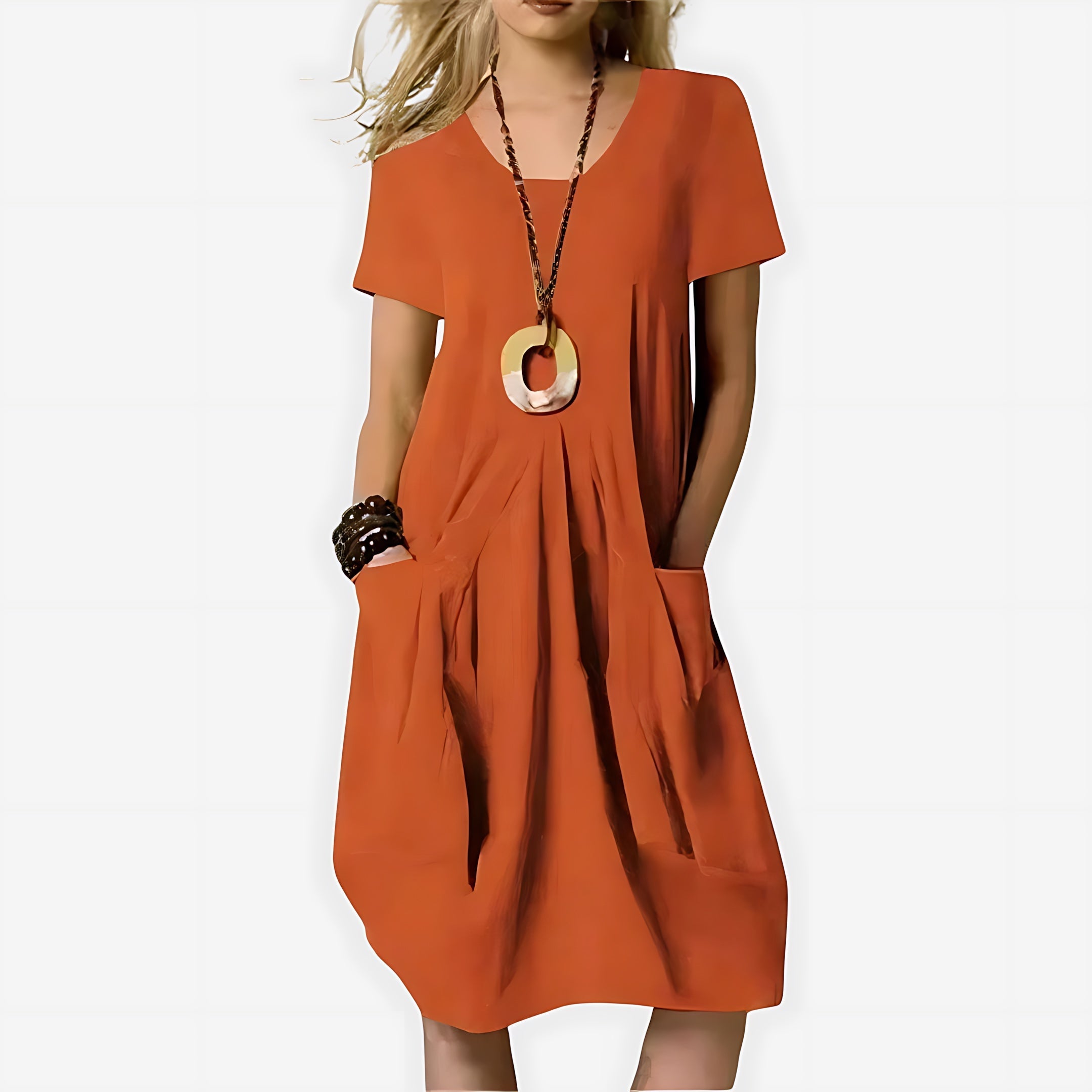 Maeve – Crew Neck Short Sleeve Cocoon Midi Dress