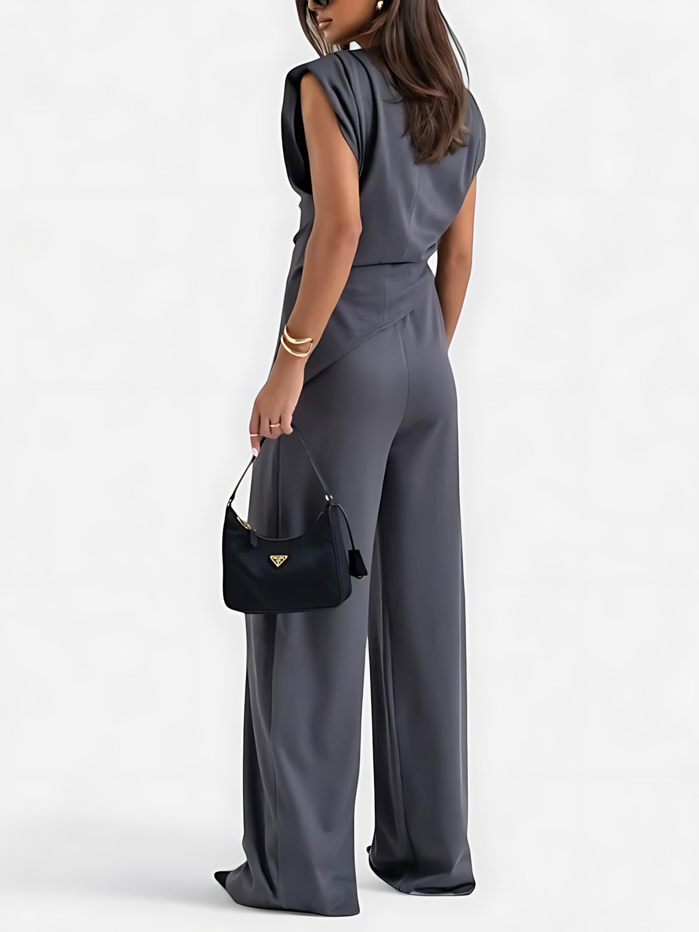 Maeve – Draped Asymmetrical Top and Wide Leg Pants Evening Set