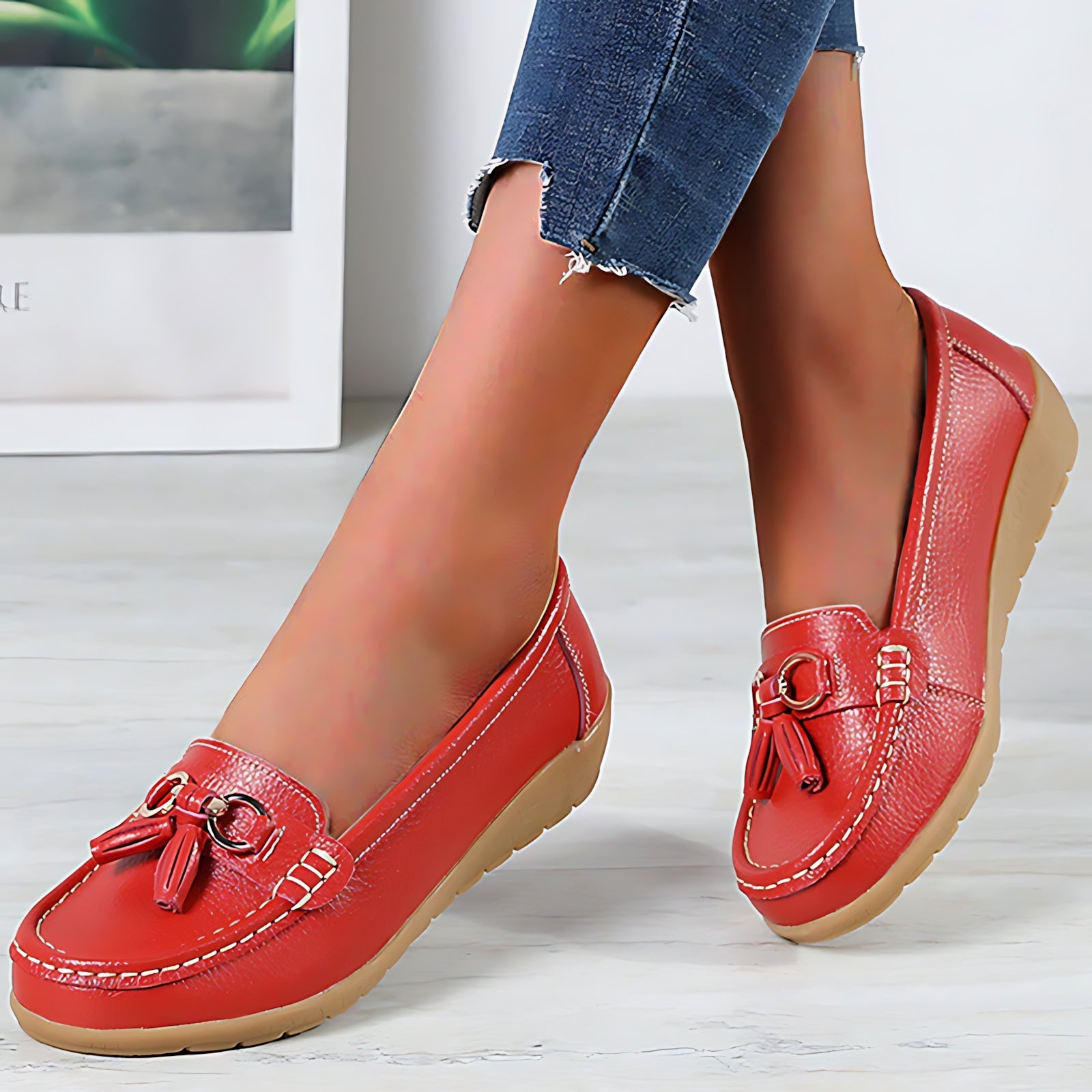 Maeve – Faux Leather Tassel Moc Toe Loafers