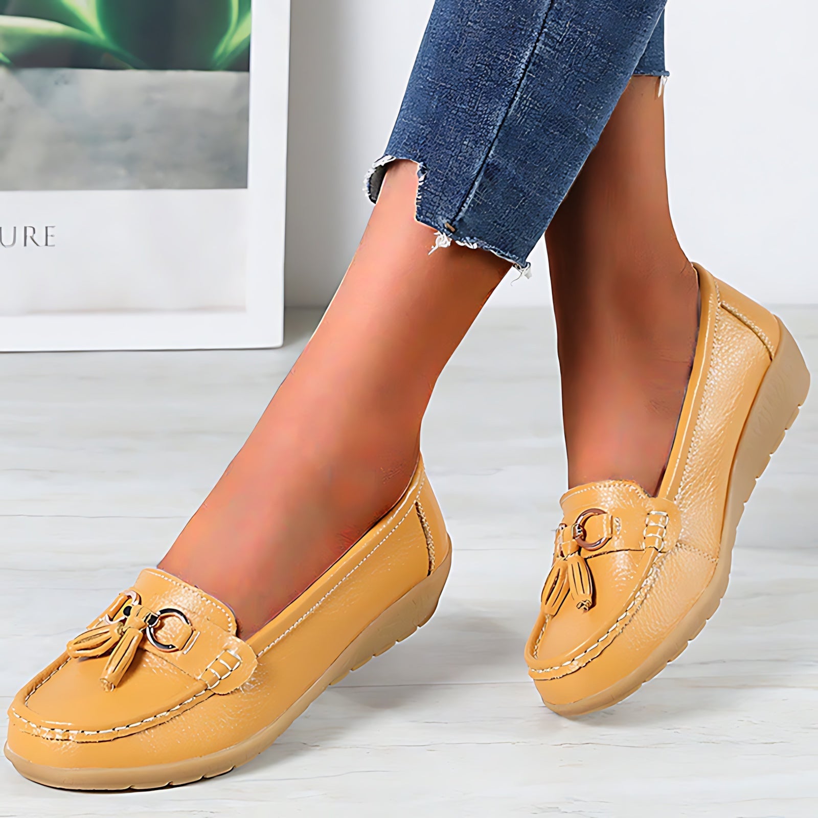 Maeve – Faux Leather Tassel Moc Toe Loafers
