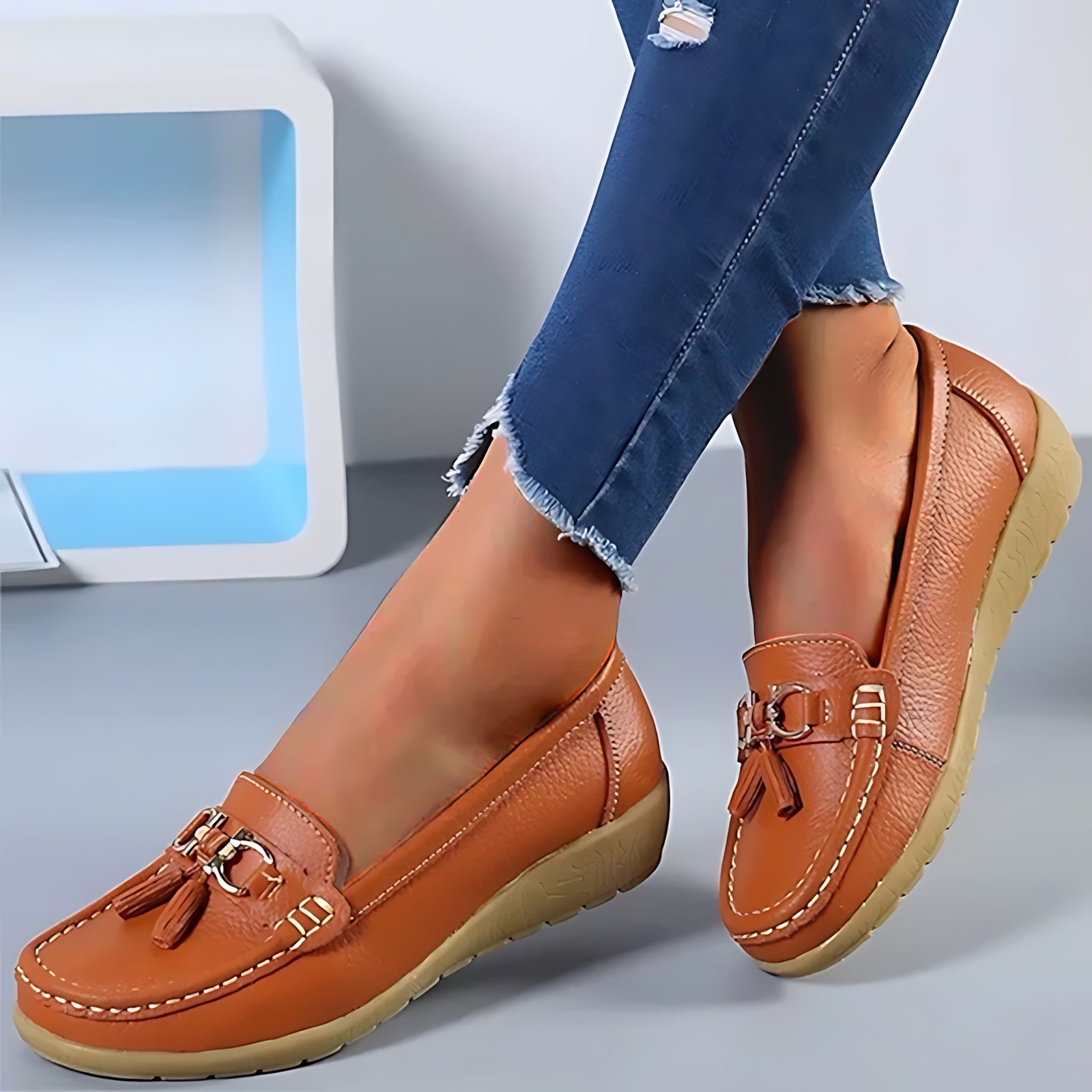 Maeve – Faux Leather Tassel Moc Toe Loafers
