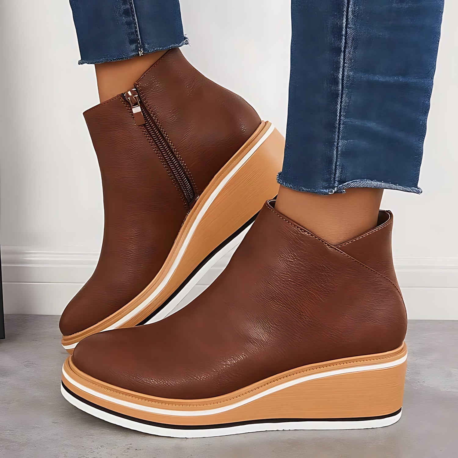 Maeve – Leather Wedge Ankle Boots