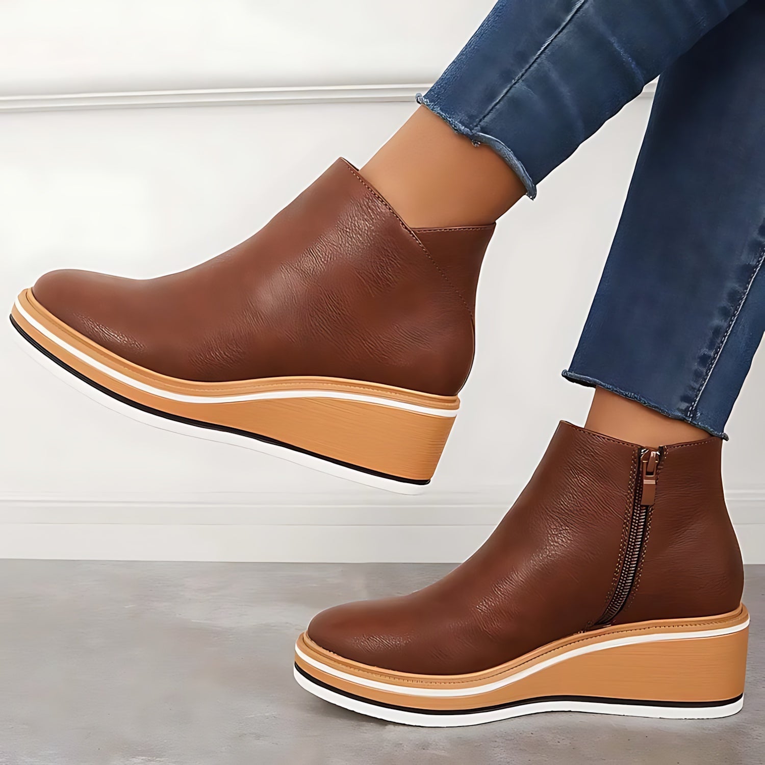 Maeve – Leather Wedge Ankle Boots