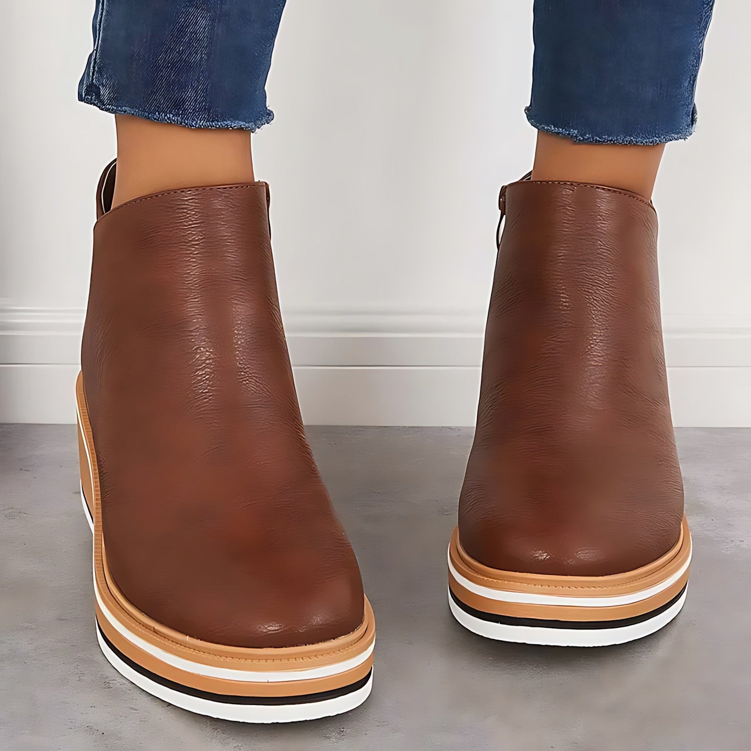 Maeve – Leather Wedge Ankle Boots