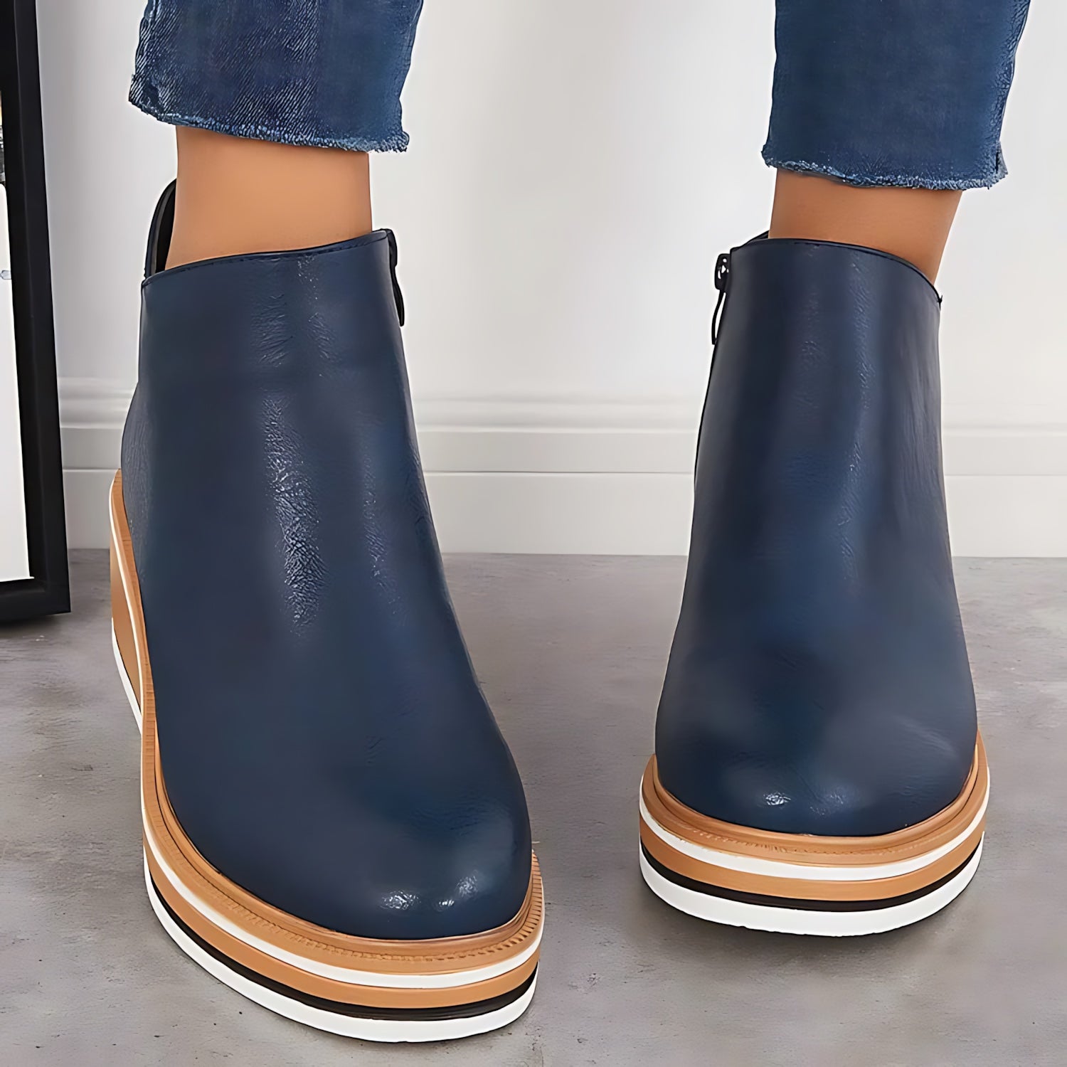 Maeve – Leather Wedge Ankle Boots
