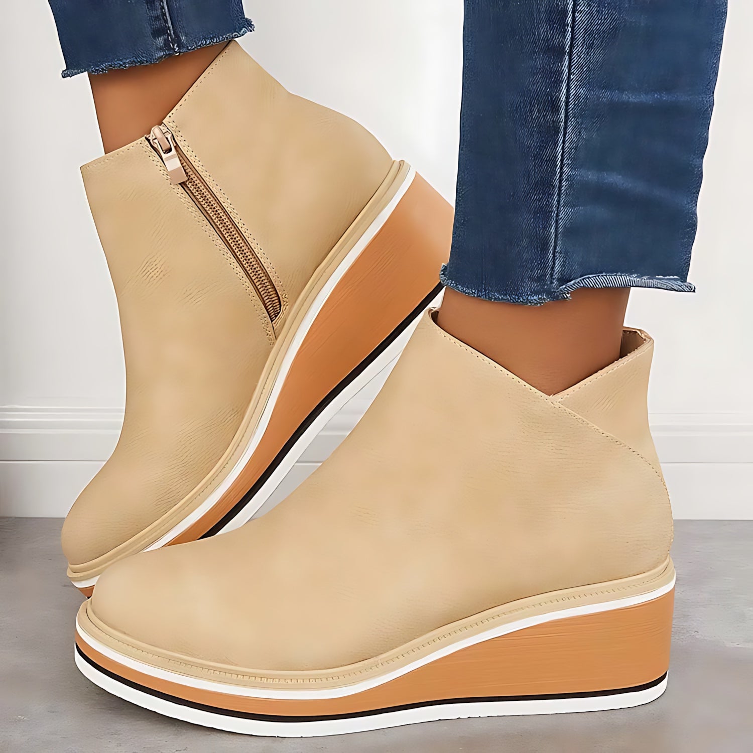 Maeve – Leather Wedge Ankle Boots