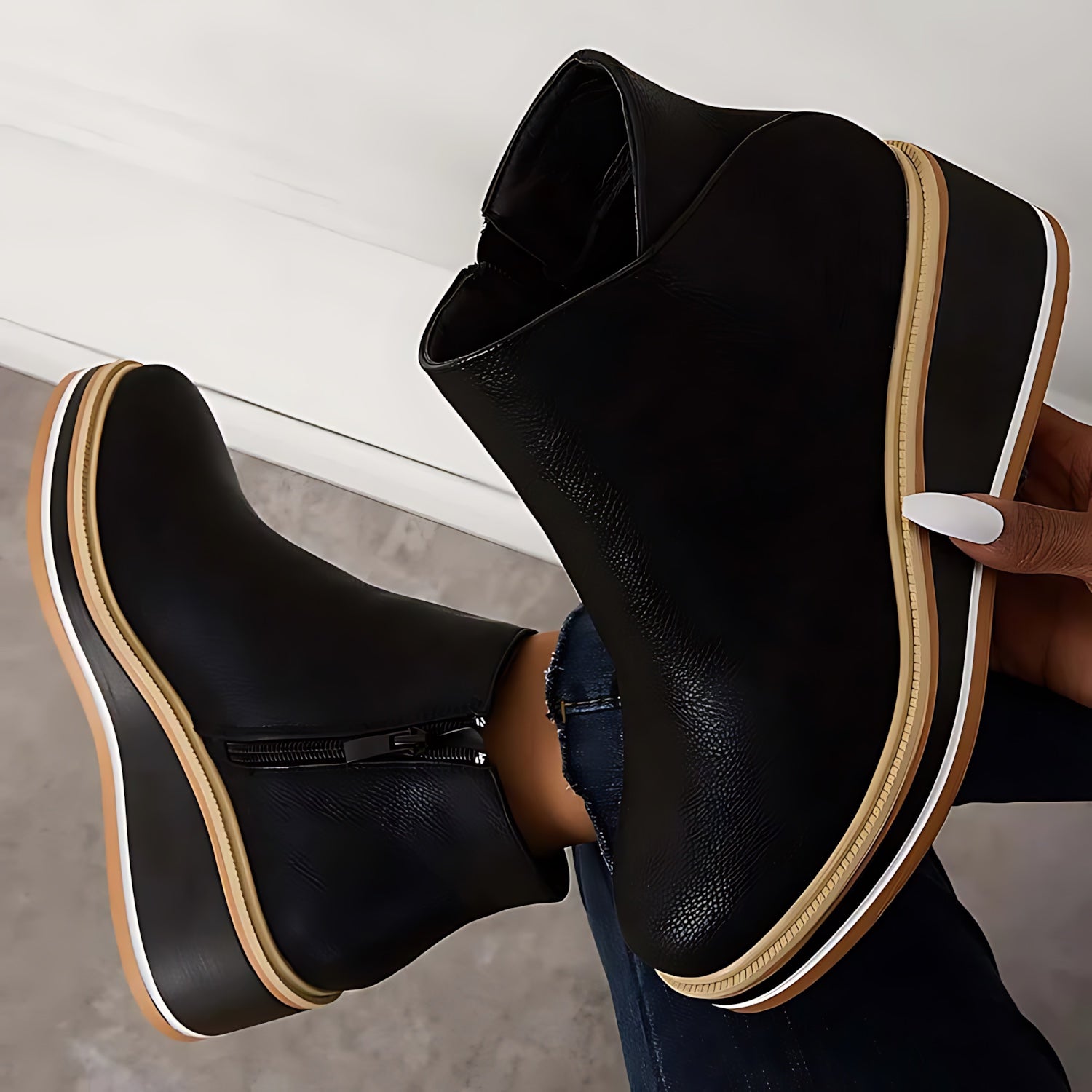 Maeve – Leather Wedge Ankle Boots
