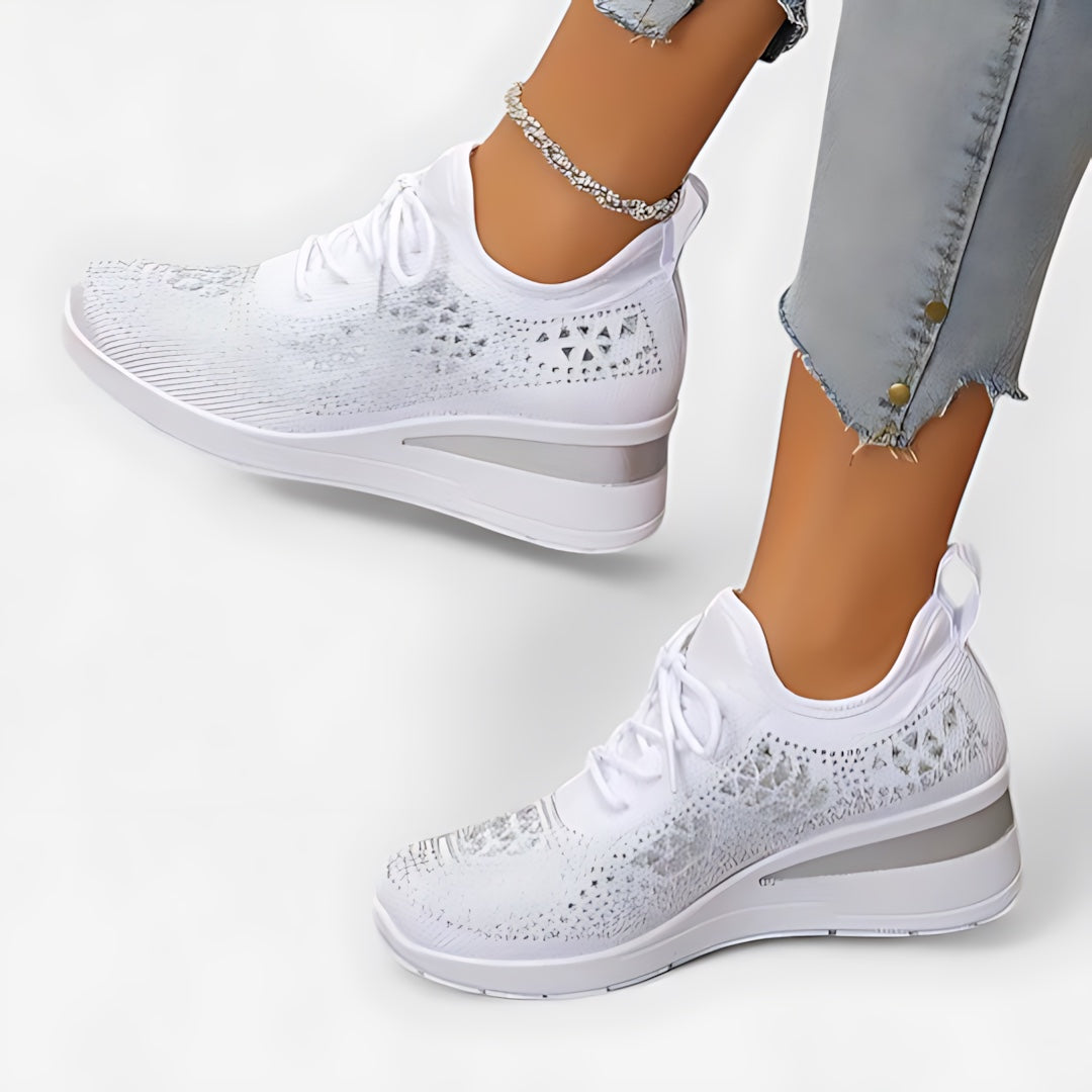 Maeve – Perforated Floral Lace Up Sneakers