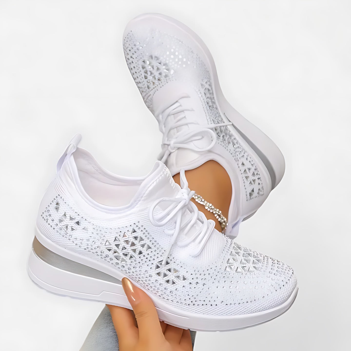 Maeve – Perforated Floral Lace Up Sneakers