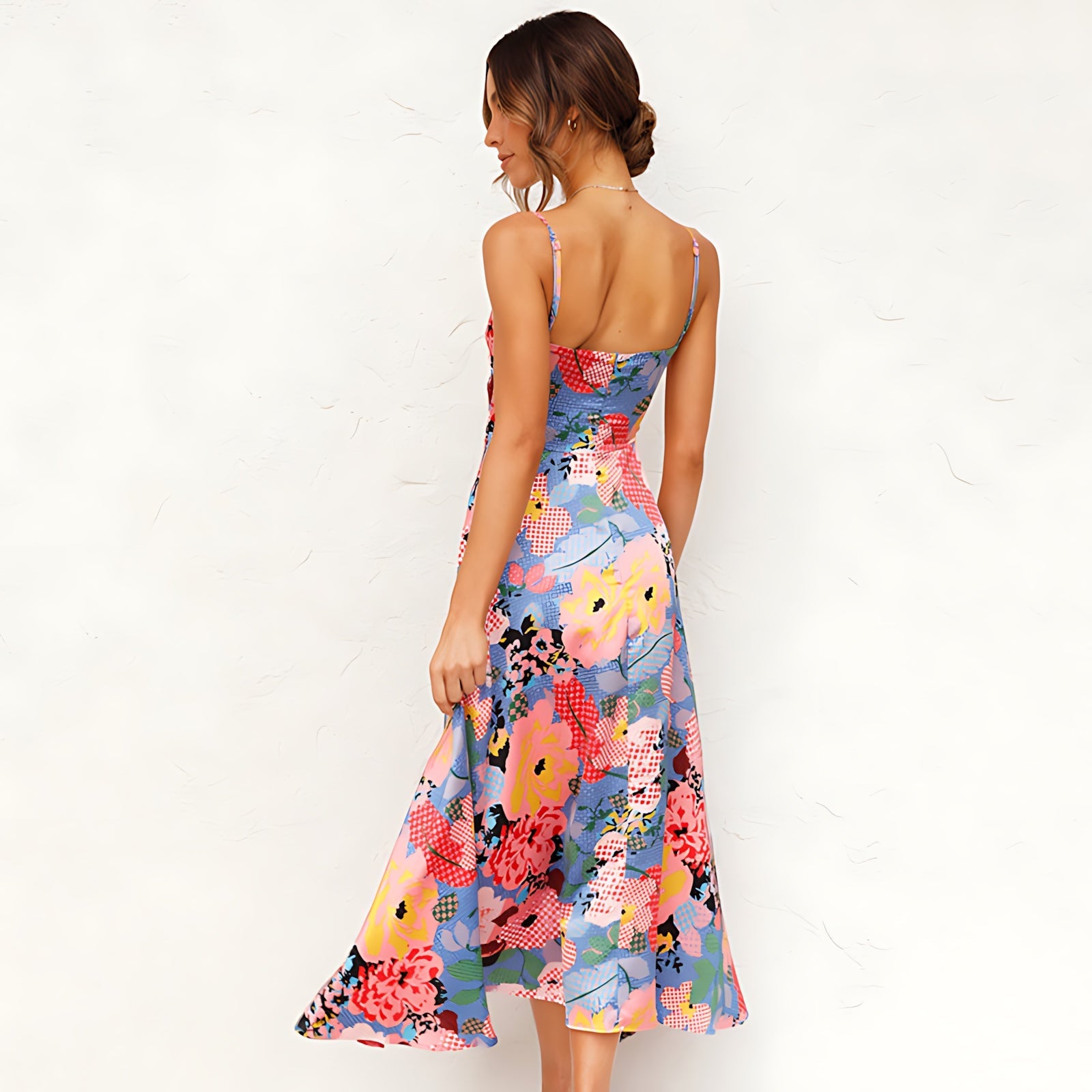 Maggie – Floral Print Cutout Vacation Maxi Dress