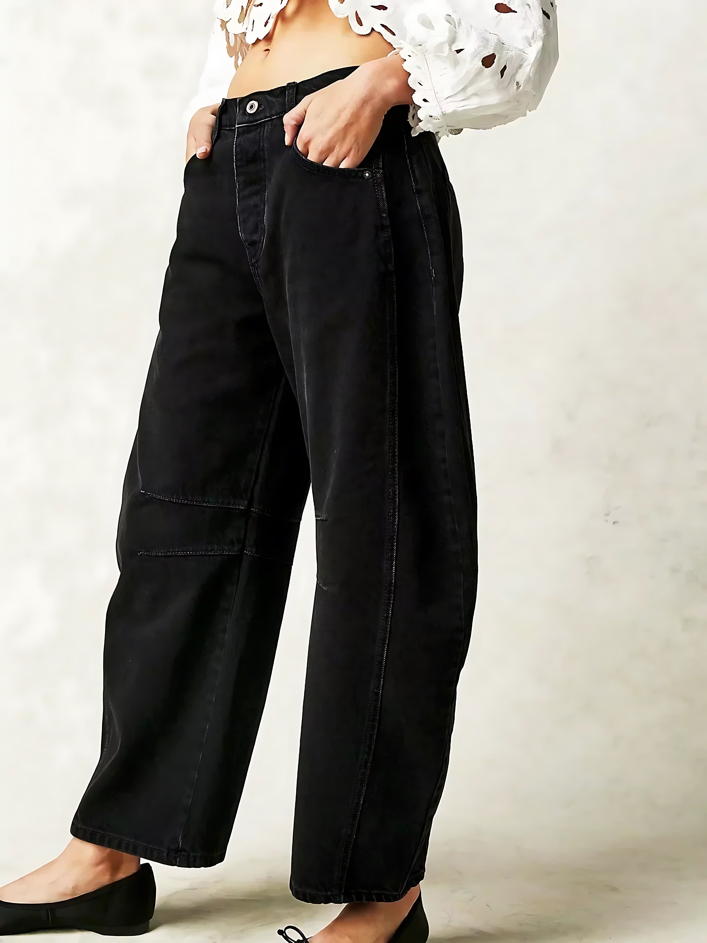 Maggie – Leopard Print Barrel Leg Jeans