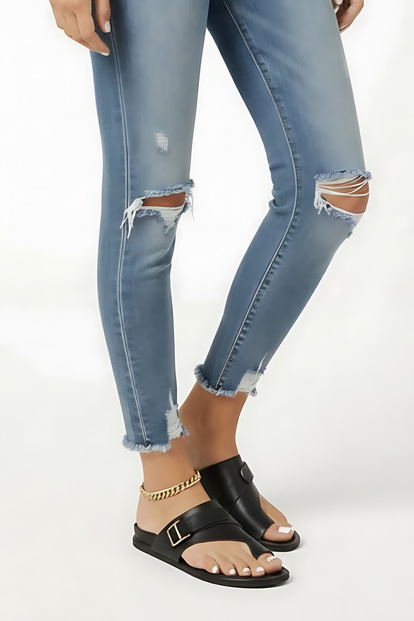 Maggie – Toe Loop Crossover Flat Slide Sandals