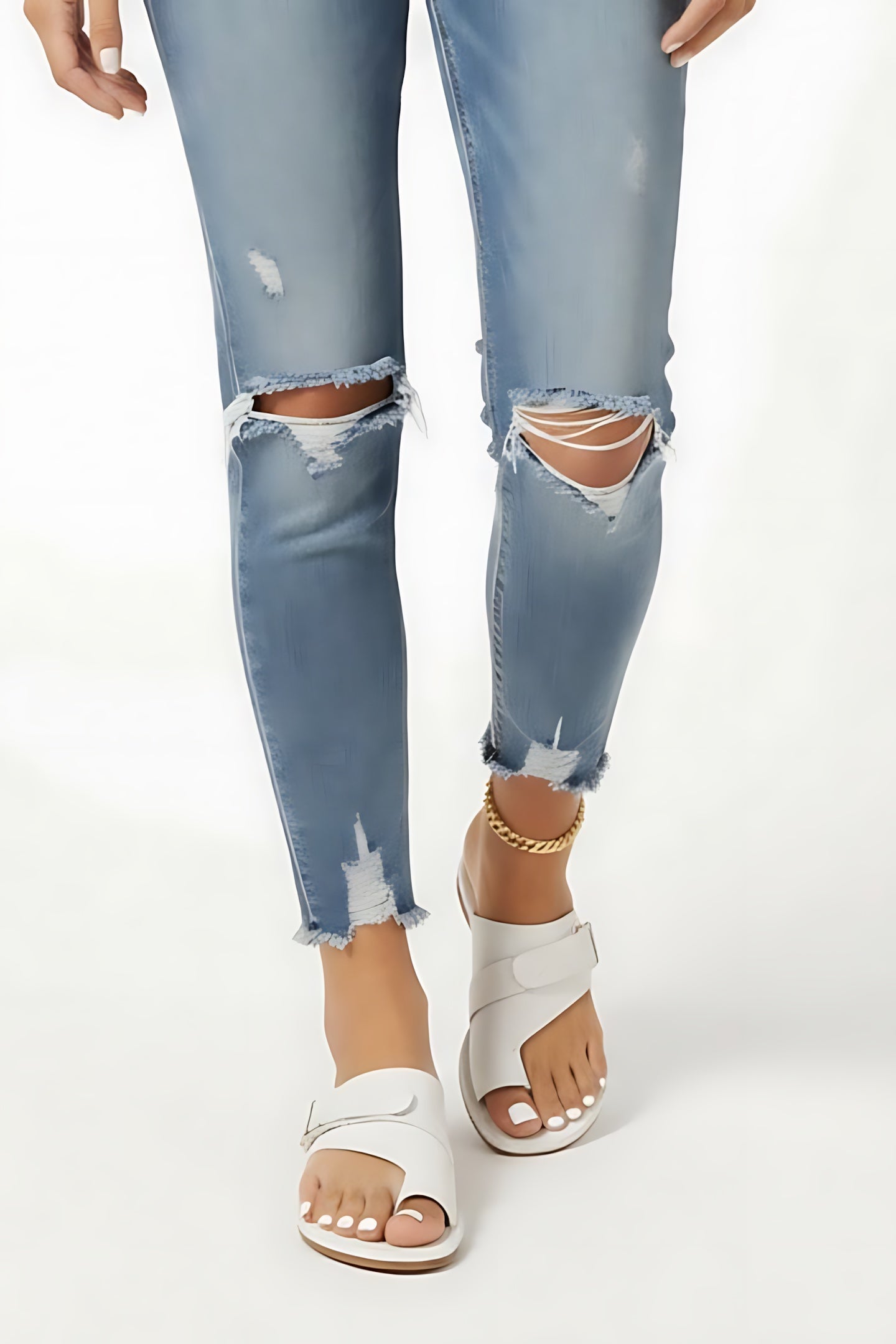 Maggie – Toe Loop Crossover Flat Slide Sandals