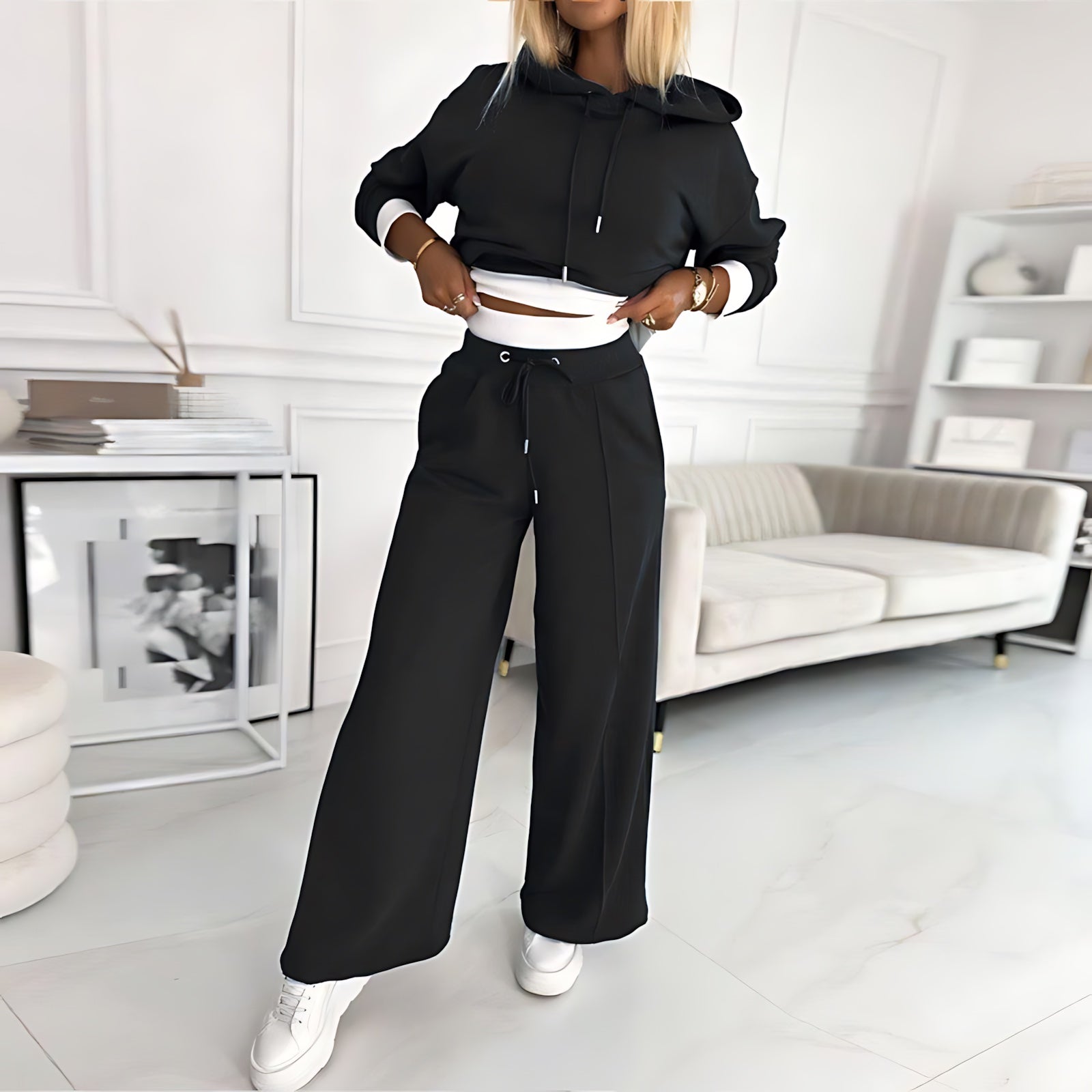 Magnolia – Cropped Hoodie And Wide Leg Sweatpants Set